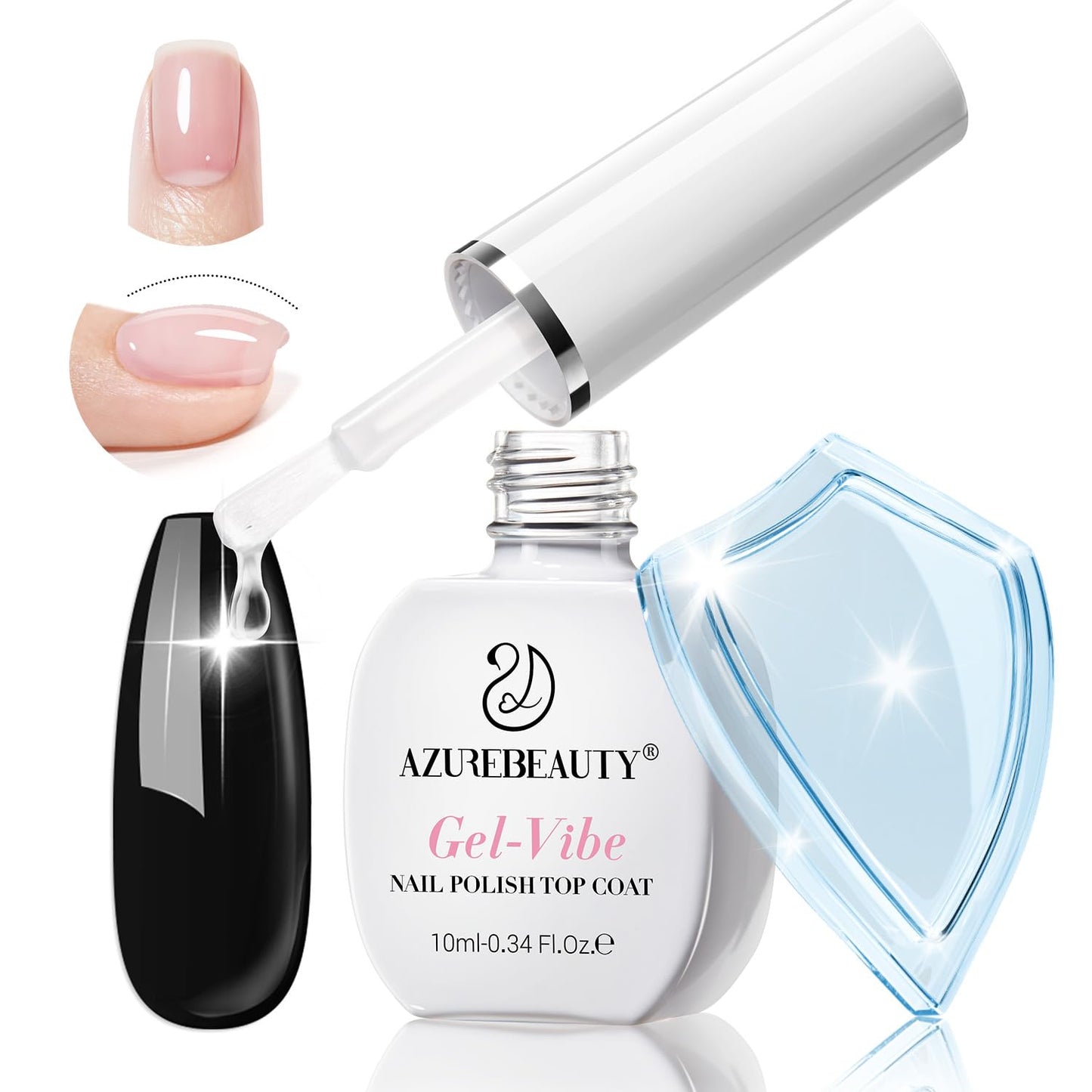 AZUREBEAUTY Natural Top Coat Nail Polish – Clear, Quick Dry, Long Lasting, Glossy Shine, Air Dry Formula, Smooth Finish, Nail Lacquer for Manicure & Nail Art, Salon-Quality