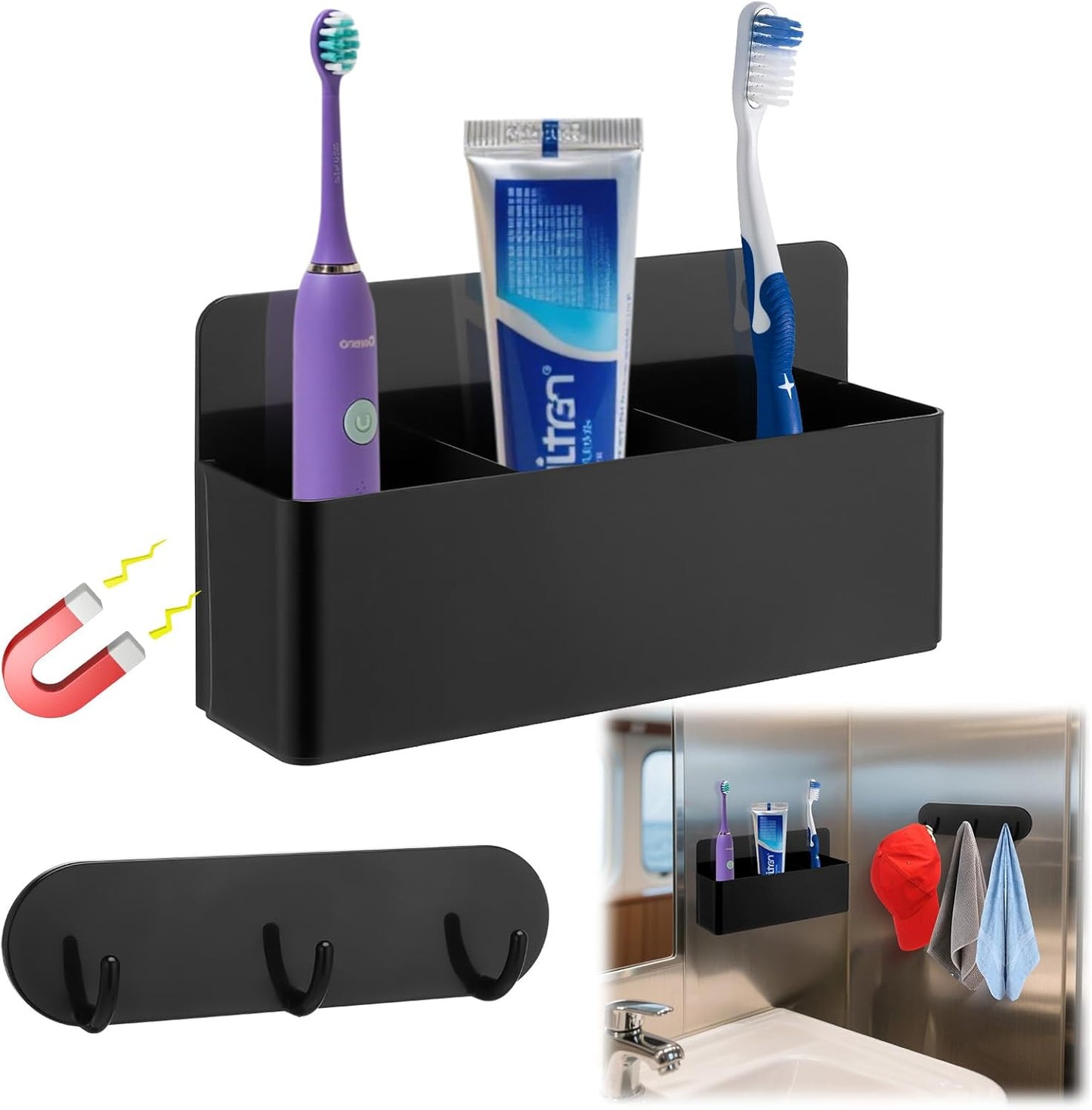 Juome Cruise Ship Essentials 2025 Magnetic Toothbrush Holders, Royal Caribbean Alaskan Cruise Must Haves, Magnetic Hooks for Cruise Cabins, Metal Magnet Hooks for Cruise Ship Walls