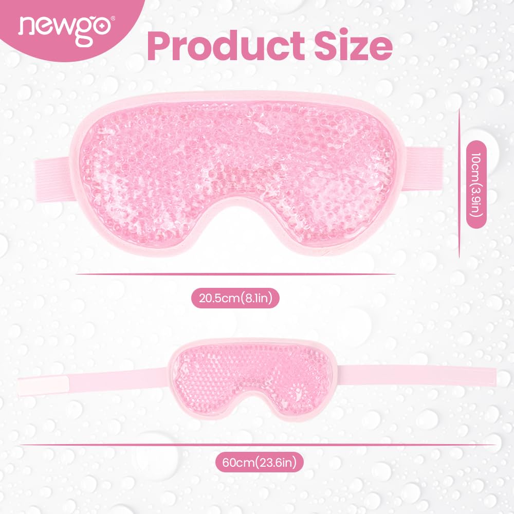 NEWGO 2Pack Cold Eye Mask Cooling Eye Mask for Dry Eyes, Gel Eye Mask Eye Ice Pack Reusable Cold Eye Compress for Dark Circles, Migraines, Eye Surgery, Skin Care (Pink)