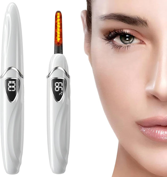 ZAPAL Heated Eyelash Curler, S600 Rechargeable Heated lash Curler, Intelligent Power Off Electric Eyelash Curler Heated Quickly 24 Hs Lasting Natural Makeup for Woman - Snow White/Silver