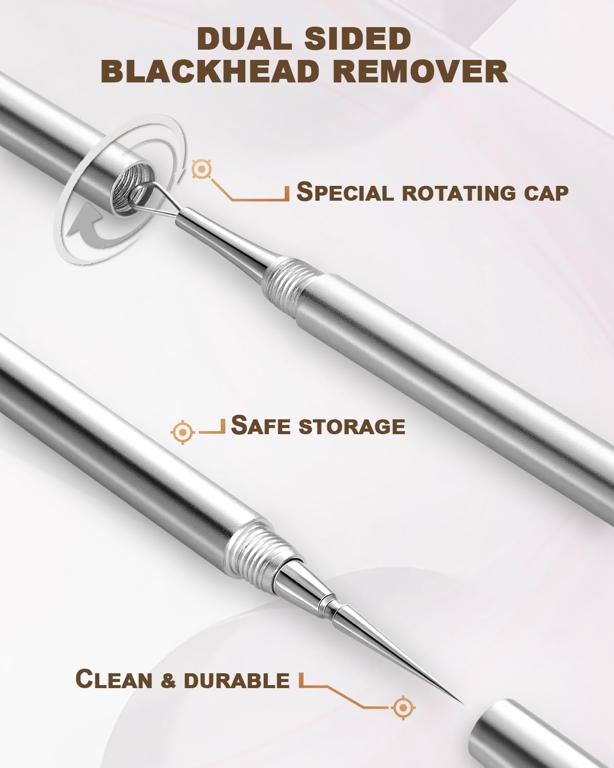 SGNEKOO Professional Facial Milia Removal Tool and Whitehead Extractor,Titanium Alloy Double Ended Needle and Steel Tweezers Kit,Blackhead,Blemish,Zit and Pimple Acne Remover Popper (Stainless Silver)