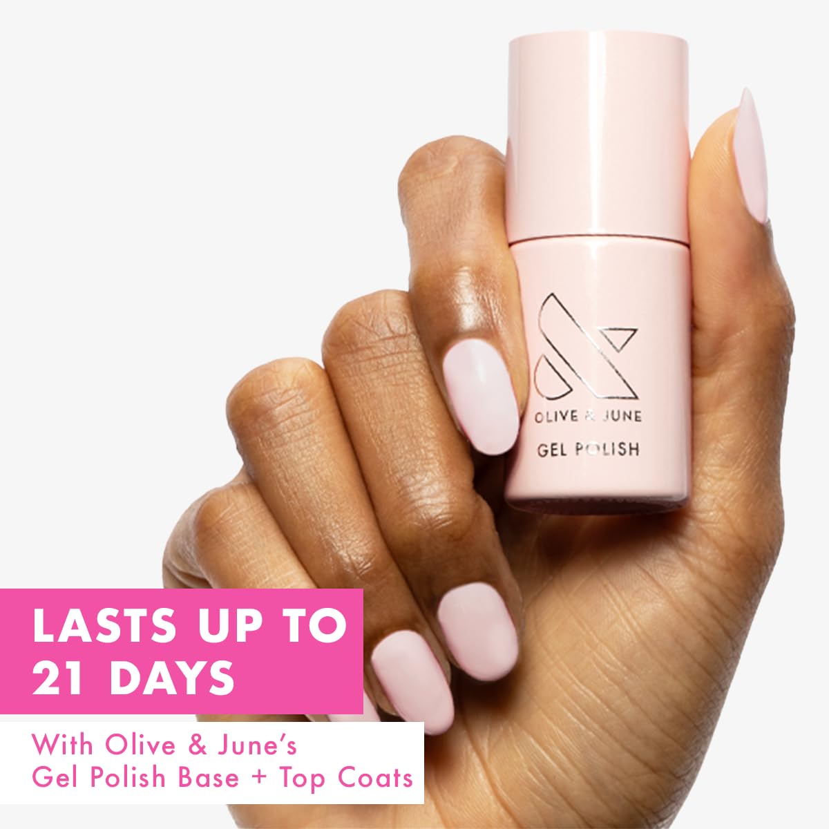 Olive & June Gel Polish | UV LED Nail Lamp Needed | Long Lasting Formula | Up to 21 Days of Wear | Damage-Free Removal | Salon-Quality Manicure, Pedicure at Home | GH | Baby Pink