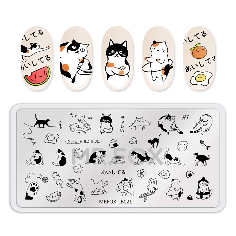 MR.FOX 5 pcs Nail Printing Board Set a Variety of cat Claws Kittens Puppies Unicorns and Other Patterns Art DIY Stamping templates