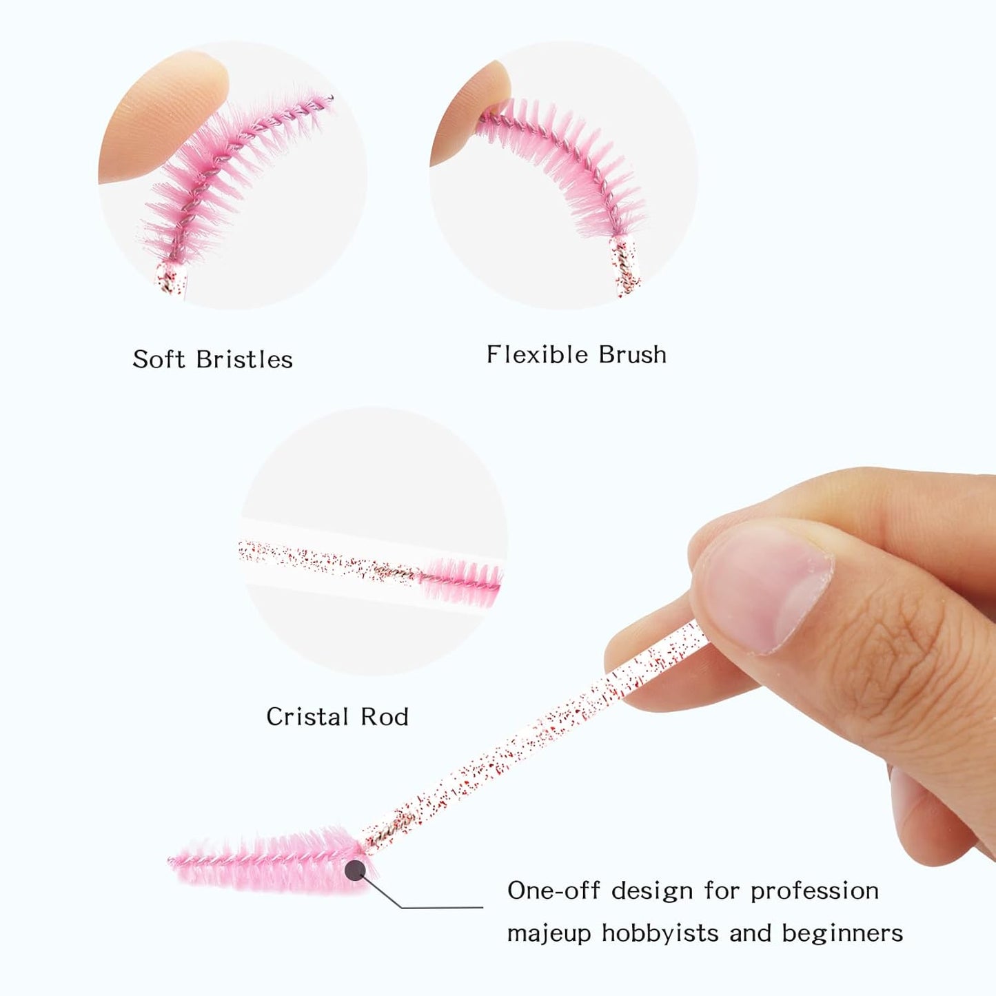 48 Pieces Disposable Mascara Wands Set,Include 24 pcs Disposable Crystal Lash Spoolies Brush and 24 Pieces Reusable Diamond keychain Empty Eyelash Brush Tubes for Women Girls Makeup Brush Kit