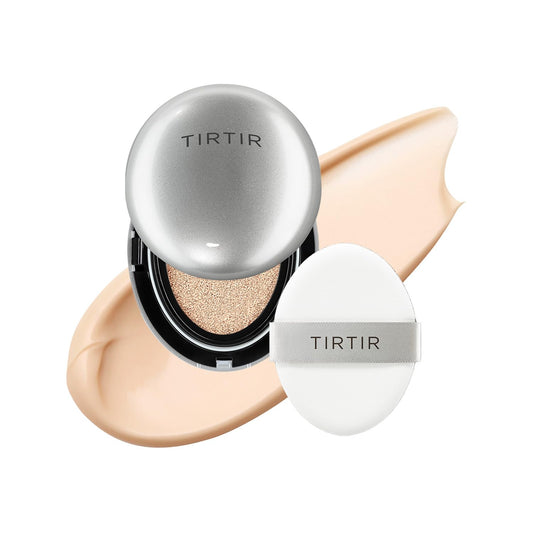 [*Mini Size*] TIRTIR Aura Glow Silver Cushion | Korean Cushion Foundation, (#17C Porcelain, 0.15 Fl Oz)