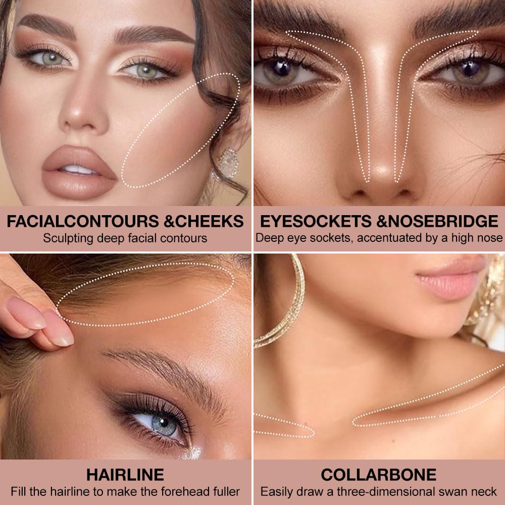 Matte Warm Brown Cream Contour Palette – Lightweight, Blendable Monochrome Powder Base for All Skin Tones, Face Makeup for Women & Men, Vegan & Cruelty-Free, Paleta de Contorno en Crema Mate 01