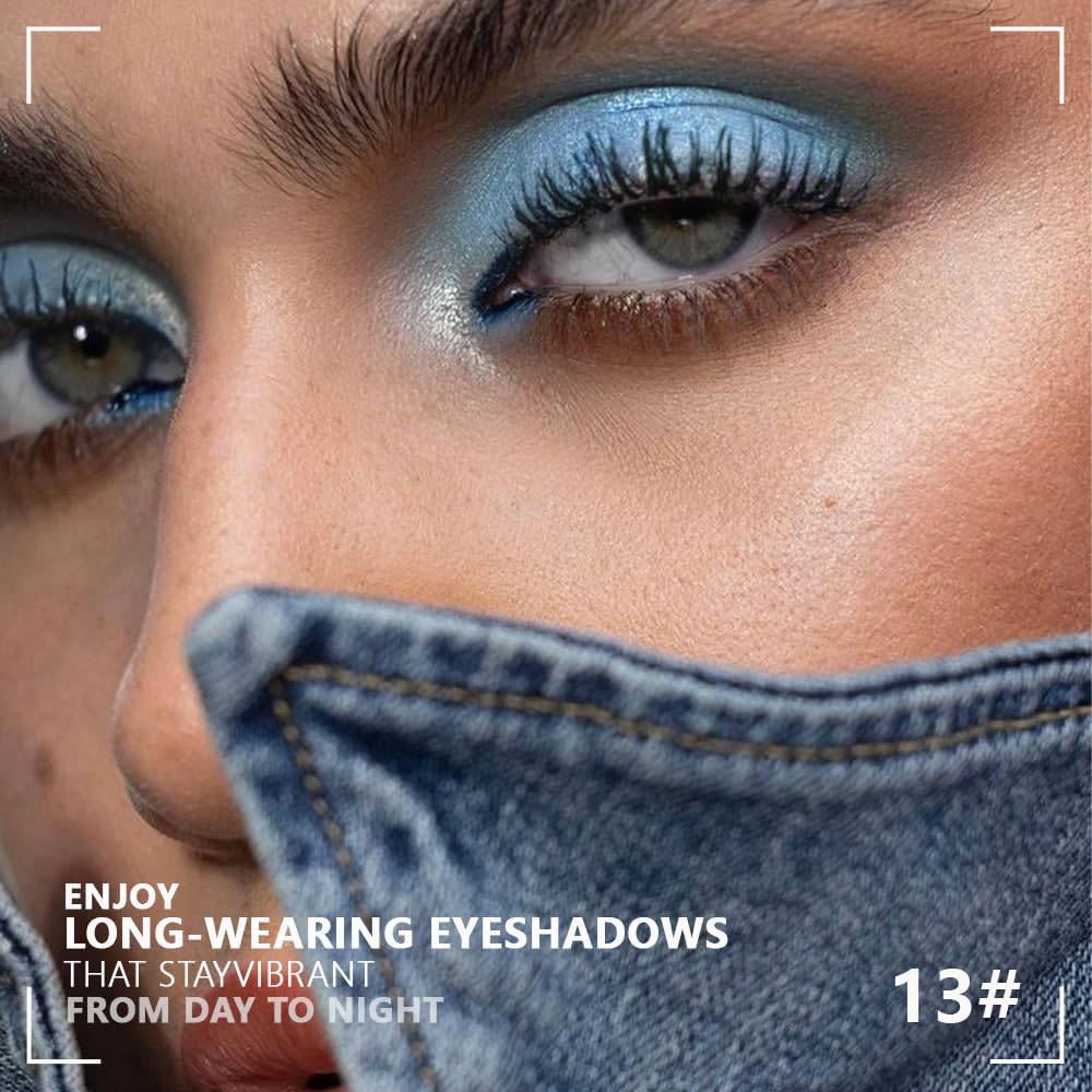 Kaely Powder Eyeshadow Quad, Blue Taupe Matte Glitter Eyeshadow Palette Makeup, Neutral Eye Shadow Palette for Older Women Pigmented Waterproof, sombras para ojos, Blendable, Cruelty-free, 13