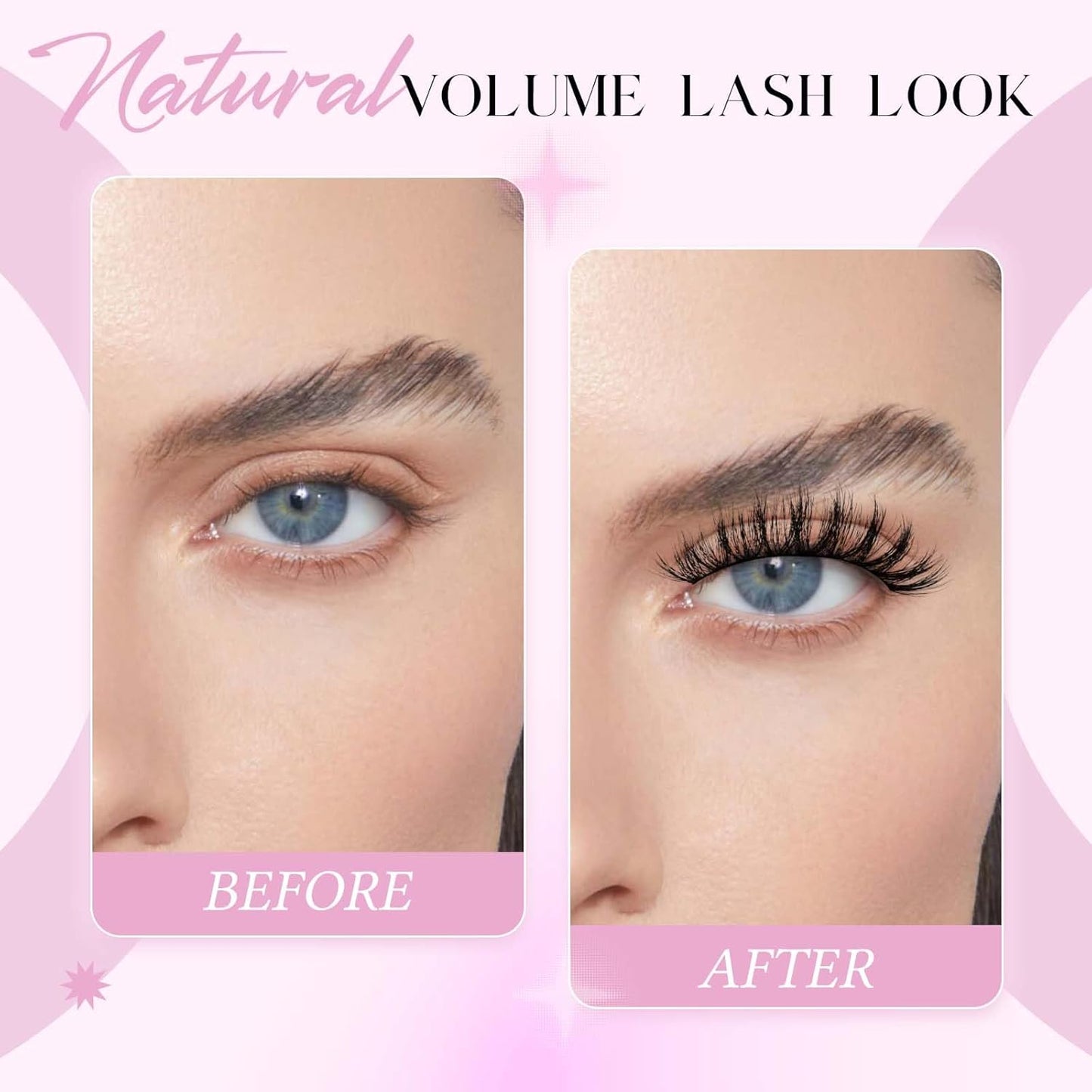 False Eyelashes Kit Natural Black Cat Eye Lashes with Thin Band Wear Comfortable Fake Lashes 5 Pairs Lash Applicator Tool at Home by FADLASH, LZE25