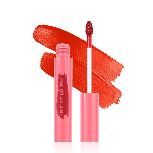 Lip Liner - Lip Stain Peel Off Moisturizing Long-Lasting & Waterproof Transfer Proof & Plumping, Non-Stick Cup Lip Liner Stain Tint For All Skin Types (Coral Red, 1 PCS)