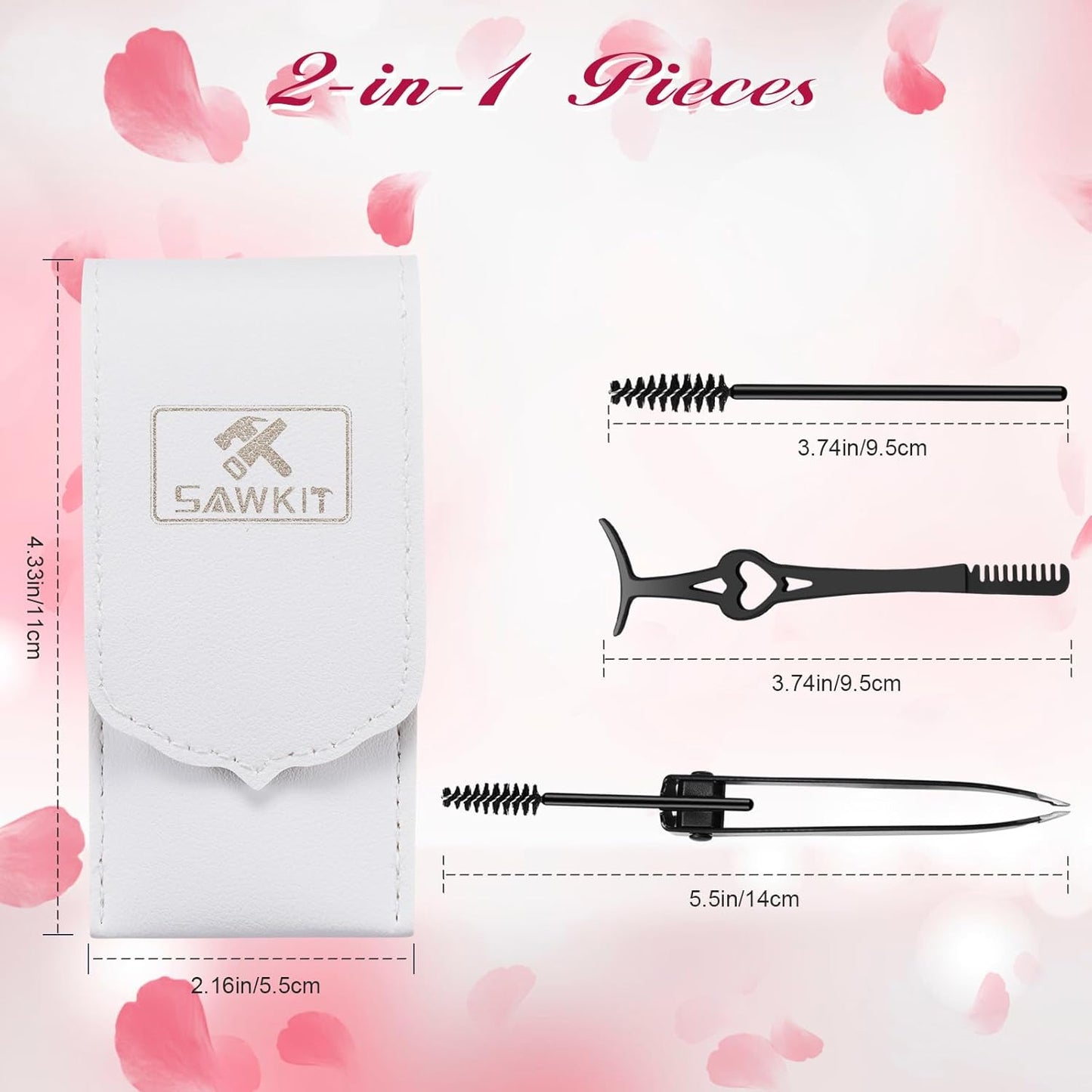 Eyelash Applicator Tool – 2-in-1 Lash Applicator Tool Set with Eyelash Extension Tweezers, Brush – Professional Eye Lash Applicator Tools for DIY Eyelash Extensions, Cluster Lashes