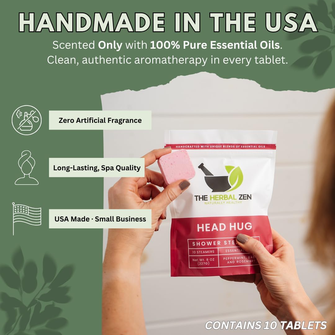 Head Hug Shower Steamers Aromatherapy for Soothing Relief, Bath Gift for Women, Mothers Day, Shower Steamers for Women and Men, Shower Bombs Made in The USA, Shower Tablets with Essential Oils