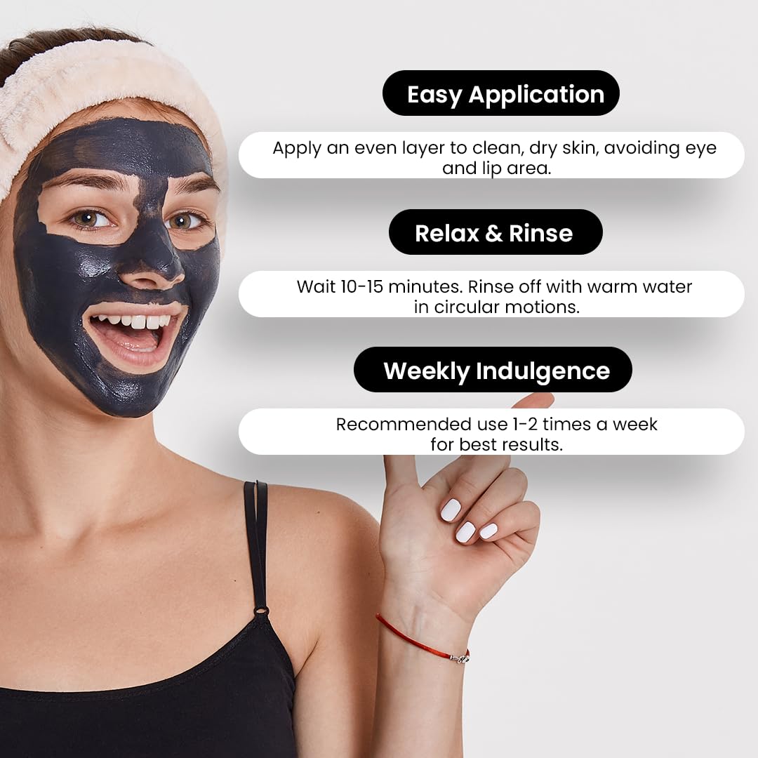 DetoxGlow Charcoal Clay Face Mask – With Kaolin, Activated Charcoal, Glycolic Acid & Niacinamide | Deep Pore Cleansing, Oil Control & Purifying Clay Mask for Men & Women - 3.38 Oz
