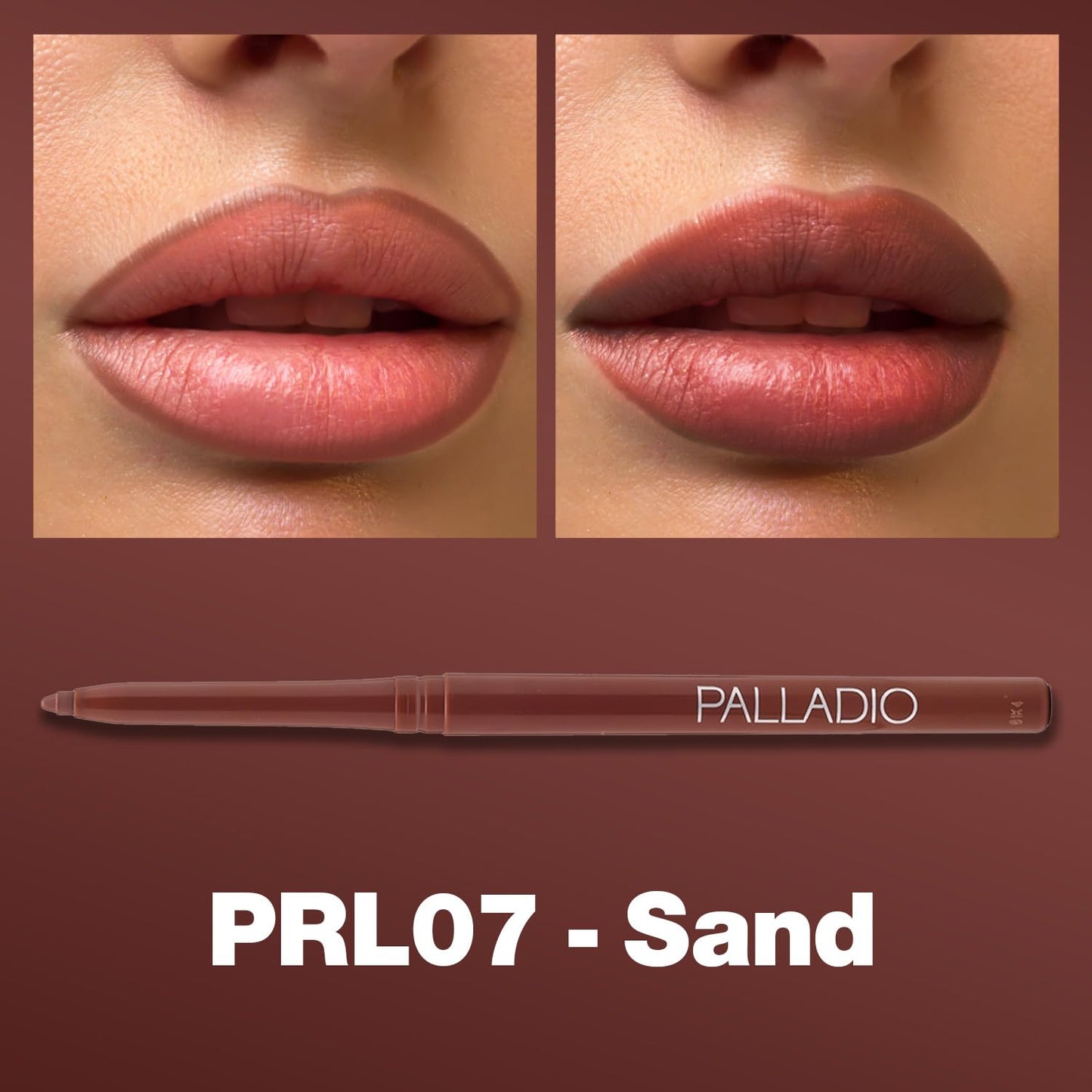 Palladio Retractable Waterproof Lip Liner High Pigmented and Creamy Color Slim Twist Up Smudge Proof Formula with Long Lasting All Day Wear No Sharpener Required, Sand, 1 Count