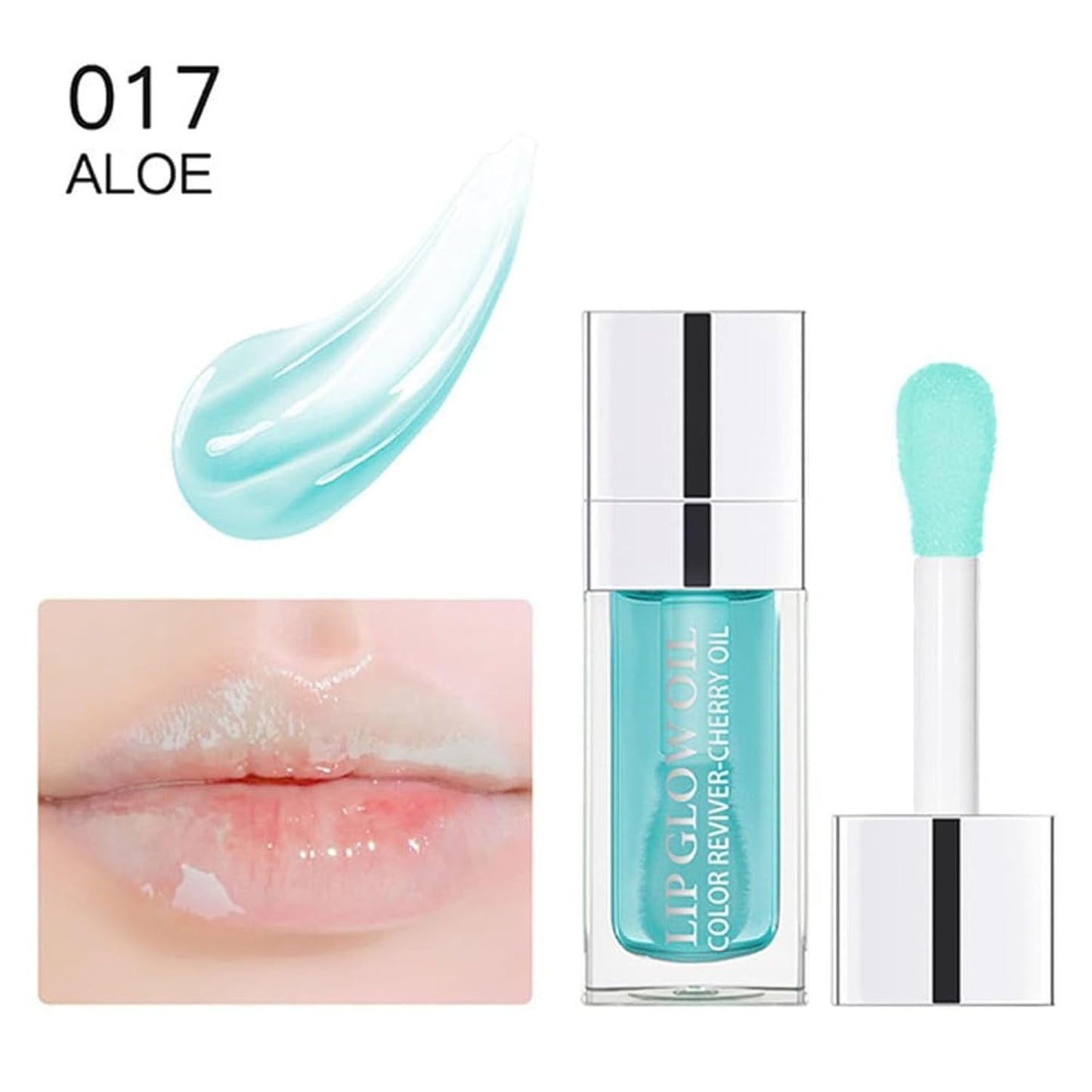 Hydrating Lip Glow Oil, Lip Oil Gloss Transparent Toot Tinted Nourishing Long Lasting Repairing Lightening Lip Lines (ALOE) 0.2 OZ