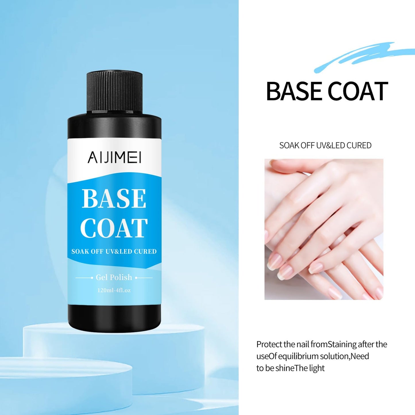AIJIMEI 120ml Base Coat Quick Dry Basecoat for Nails 4oz For Base Coat Gel Nail Polish for Nail Art Salon Home DIY LongLasting