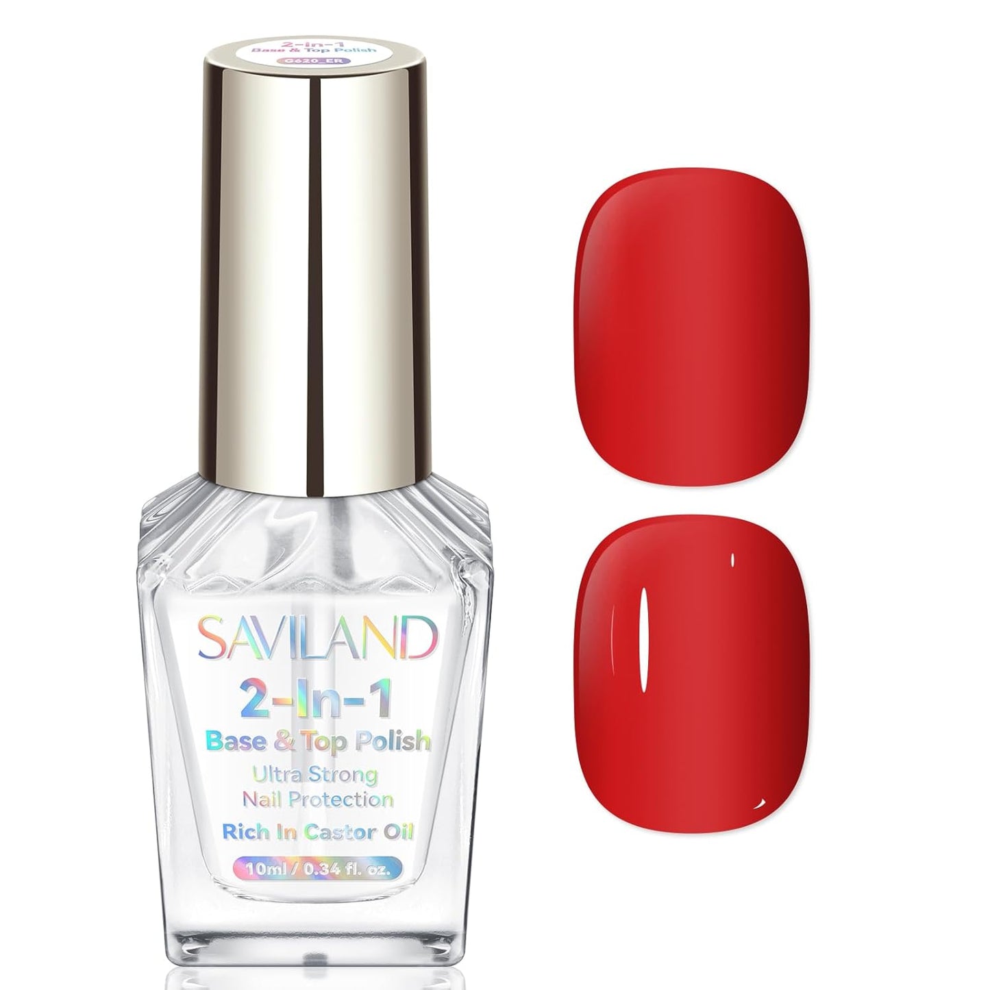 SAVILAND Clear Nail Polish Base Top Coat: 2 in 1 Quick Dry Nail Polish Long Lasting Fingernail Toe Polish Color Protection Resists Smudging, Chipping and Fading Shine Finish Polish Salon Home Nail Art