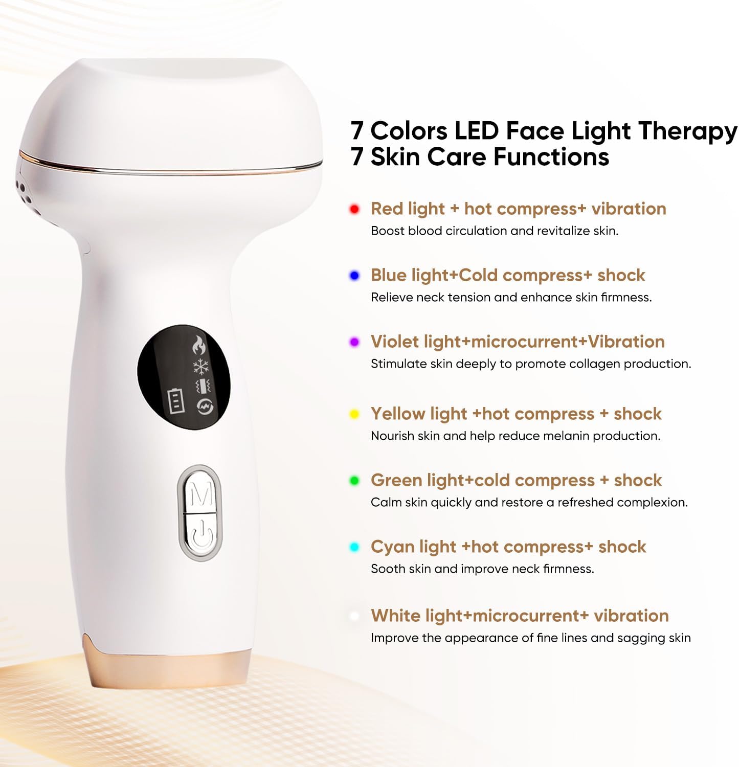 Microcurrent Facial Device with Red Light Therapy - 7-in-1 LED Sculptor & Cooling Gua Sha for Face Neck Eye Firming, Depuffing & Double Chin Reduction