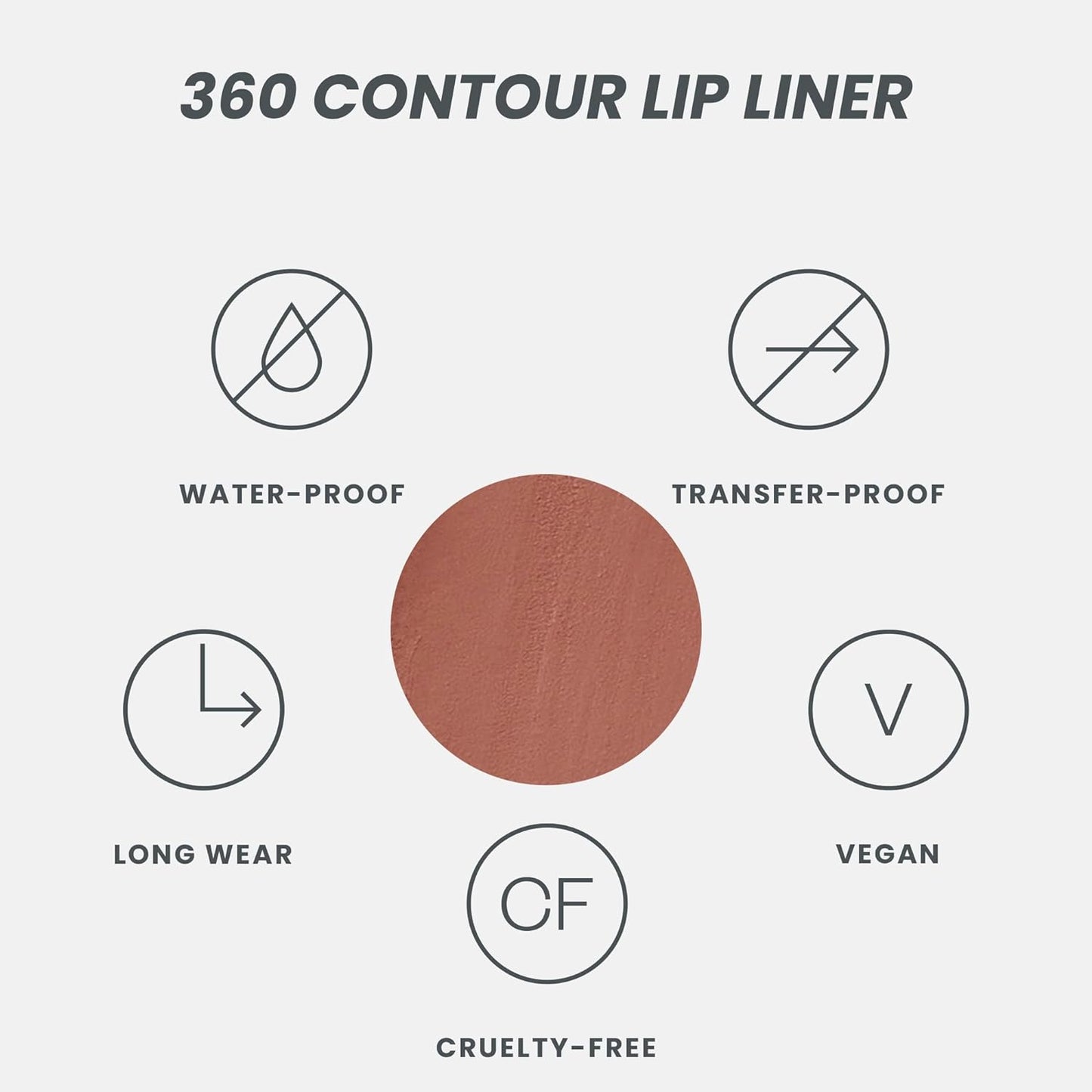 Wonderskin Lip Liner Pencil - 360 Contour Lipliner, Long Lasting, Sharpenable, Waterproof and Transfer-Proof Brown Lip Liner Pencil (Saddle)