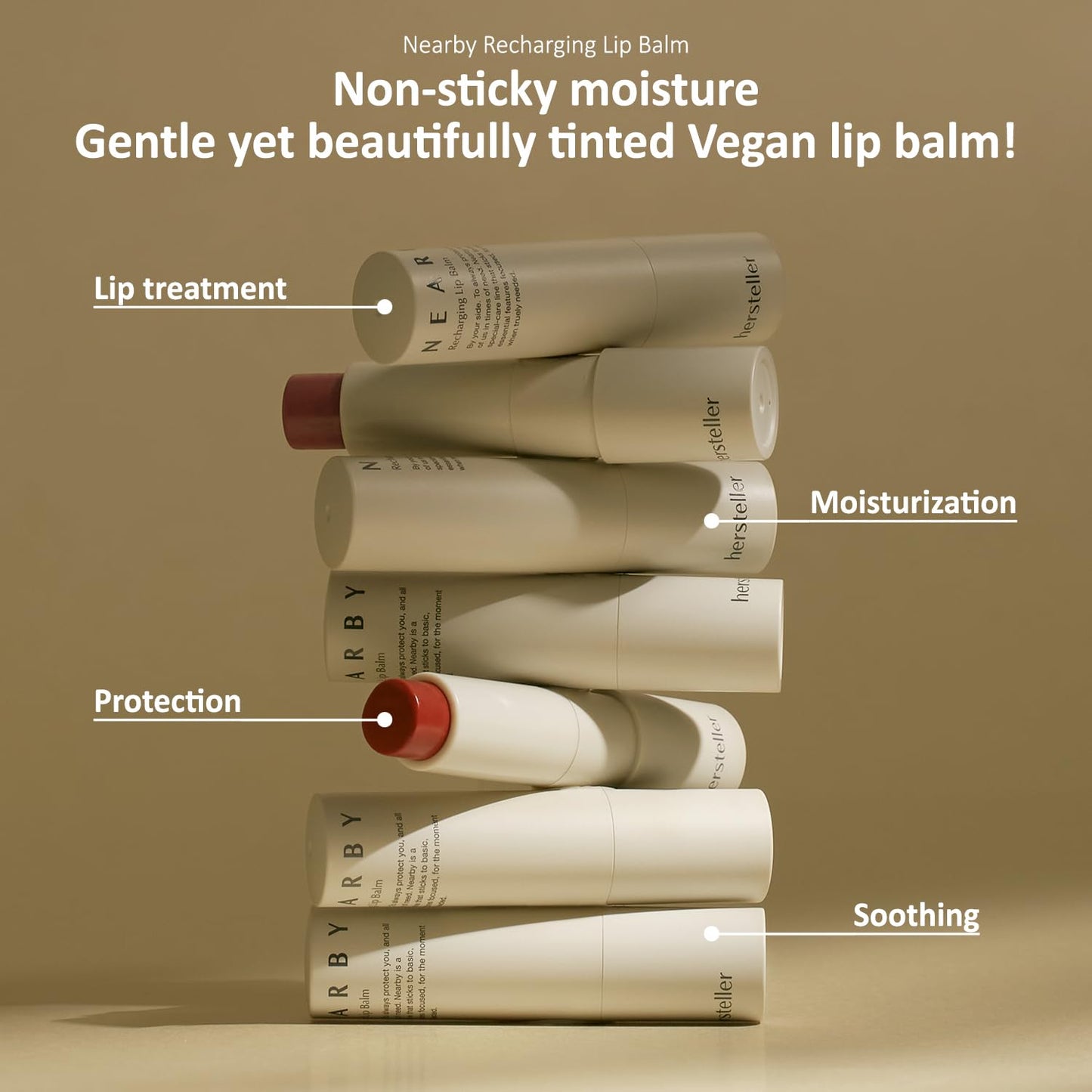 hersteller Nearby Recharging Lip Balm Vegan Butter Complex Intensive Moisturizing Treatment for Dry Lips and Cheek Natural Healthy Colors Plain