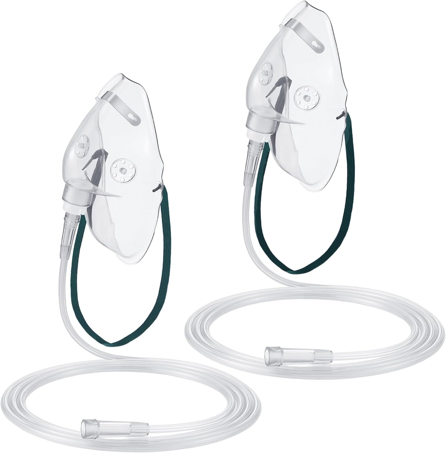 Geiserailie 2 PCS XL Oxygen Mask with 6.6 Ft Tubing and Adjustable Elastic Strap, Adult Oxygen Mask with Tubing, Transparent Oxygen Masks for Face Adult