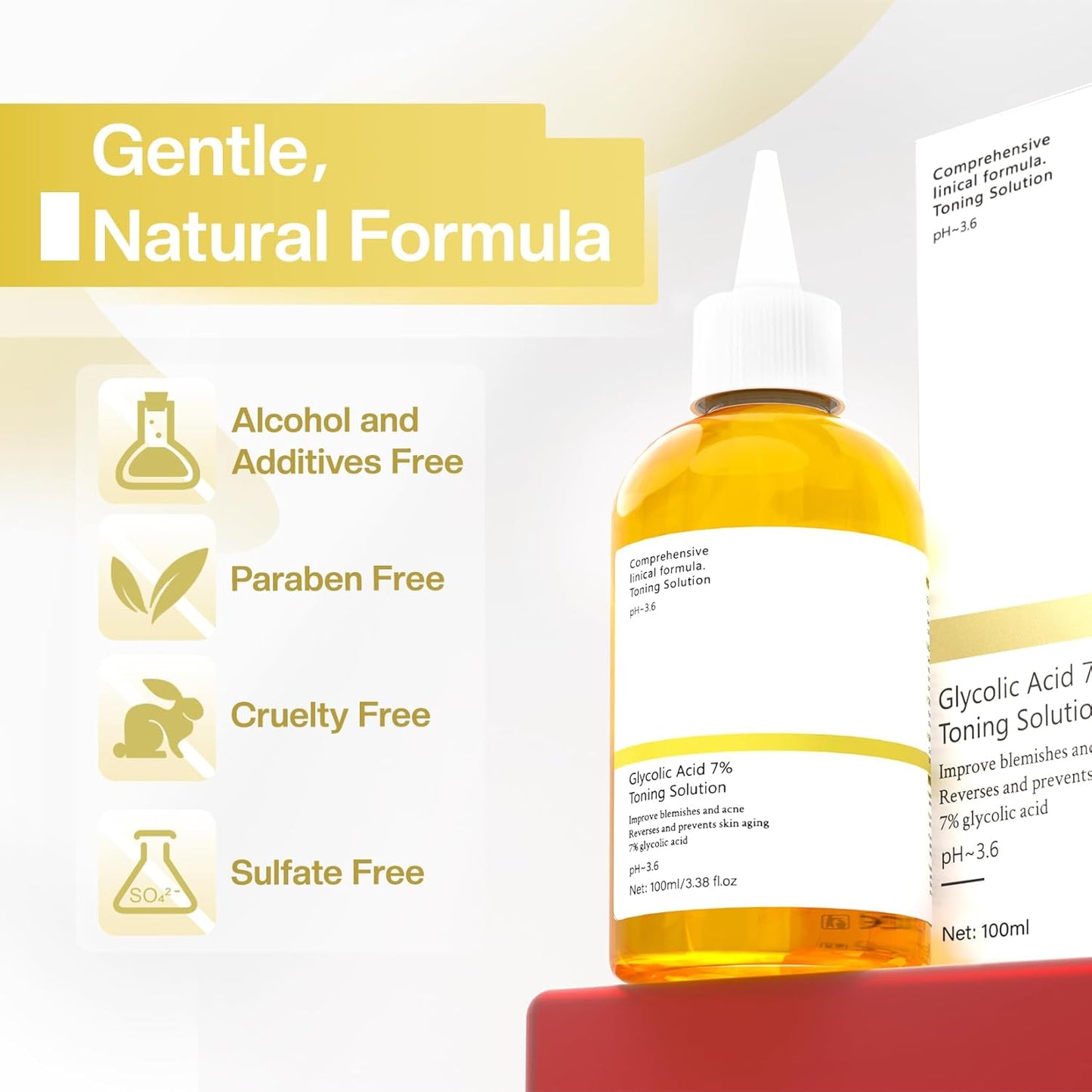 Glycolic Acid 7% Exfoliating Toner: Toner Keep Skin Moist Facial Exfoliation Hydrates Reduces Skin Blemishes 100ml