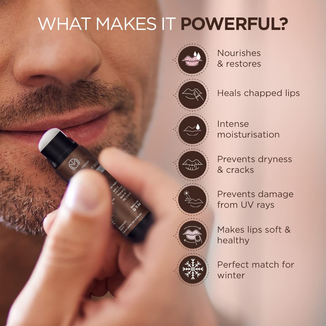 The Man Company Nourishing Lip Balm with Vitamin E, Almond & Olive Oil | Soft, Supple, Moisturizes | Free from Dry/Chapped Lips - 4gm