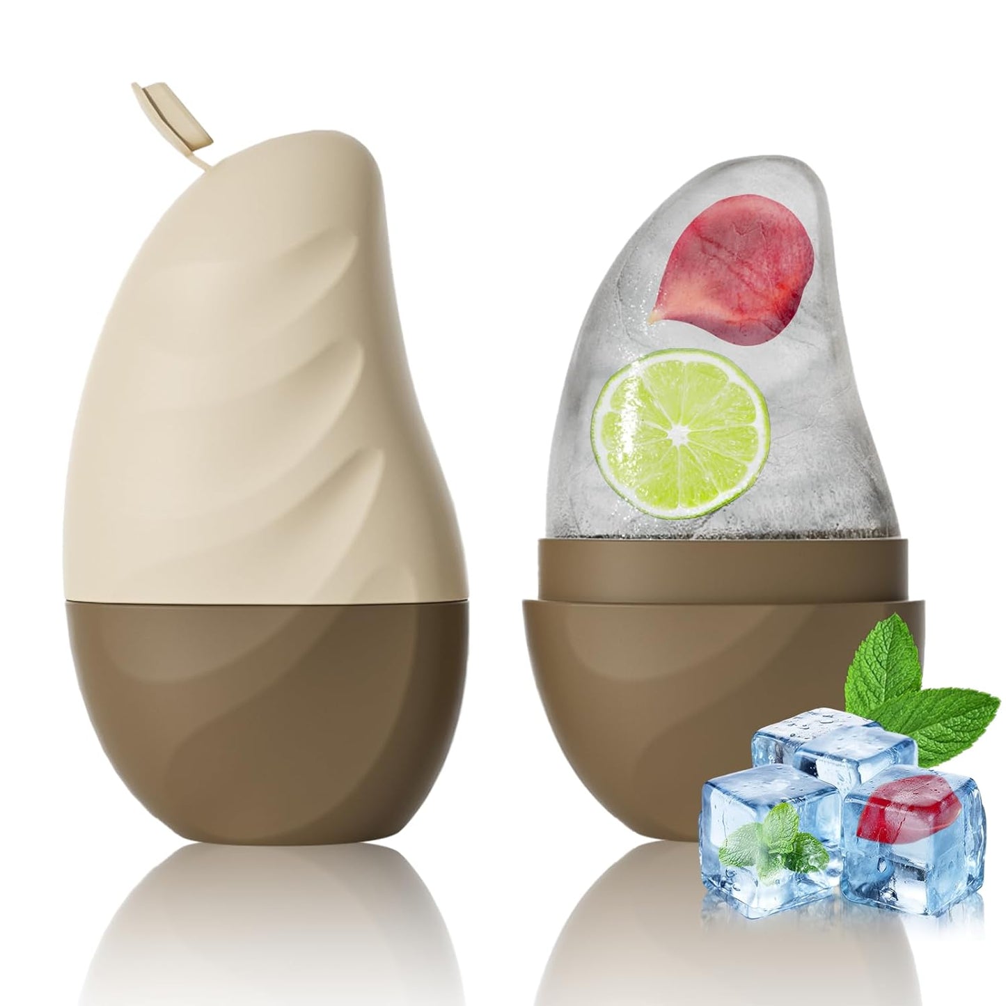 Silicone Facial Ice Cube Roller Massager, Facial Beauty Care Tool, Reusable Face Ice Mold - Brighten Skin, Reduce Puffiness for Face & Eyes (Brown)