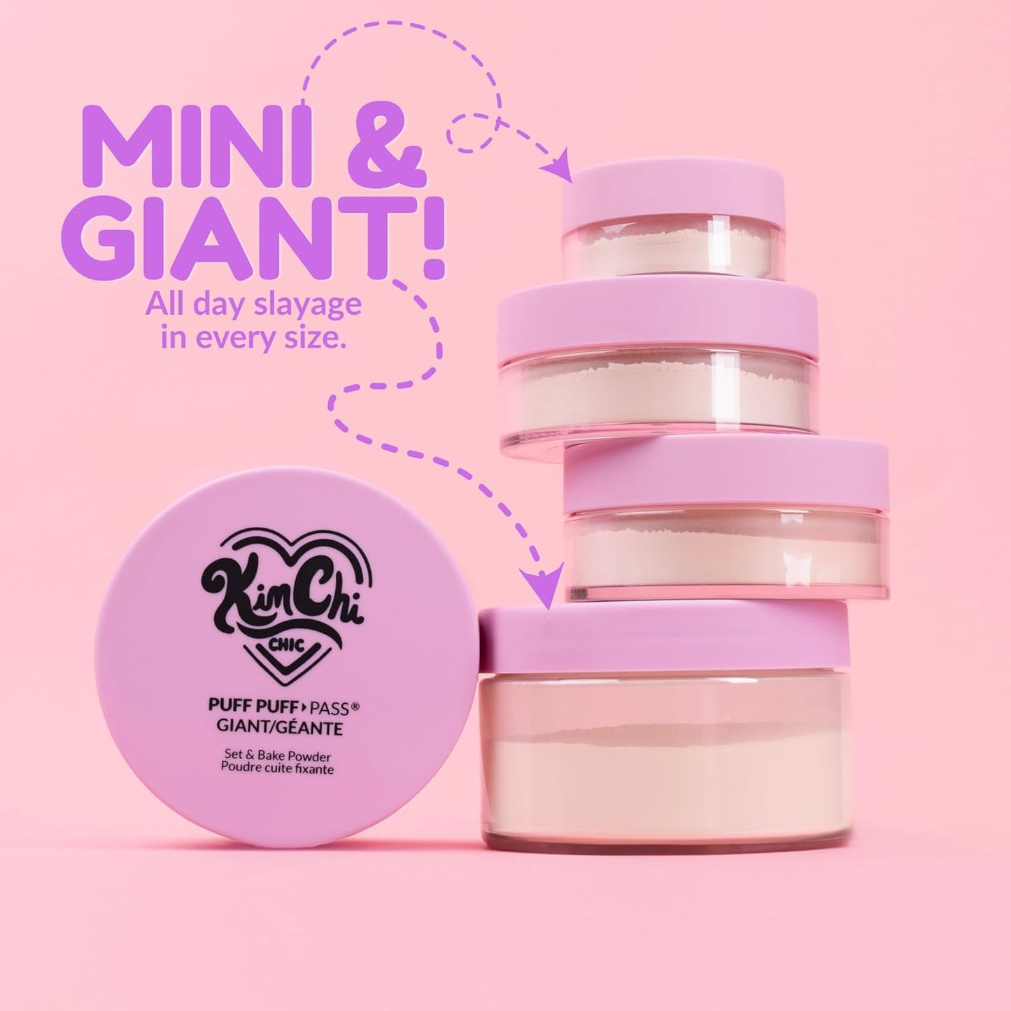 KimChi Chic Puff Puff Pass Mini Translucent Set of 3 - Lightweight Loose Setting Powder with Rice Powder & Vitamin E, Oil Absorbing for All-Day Wear, 5g