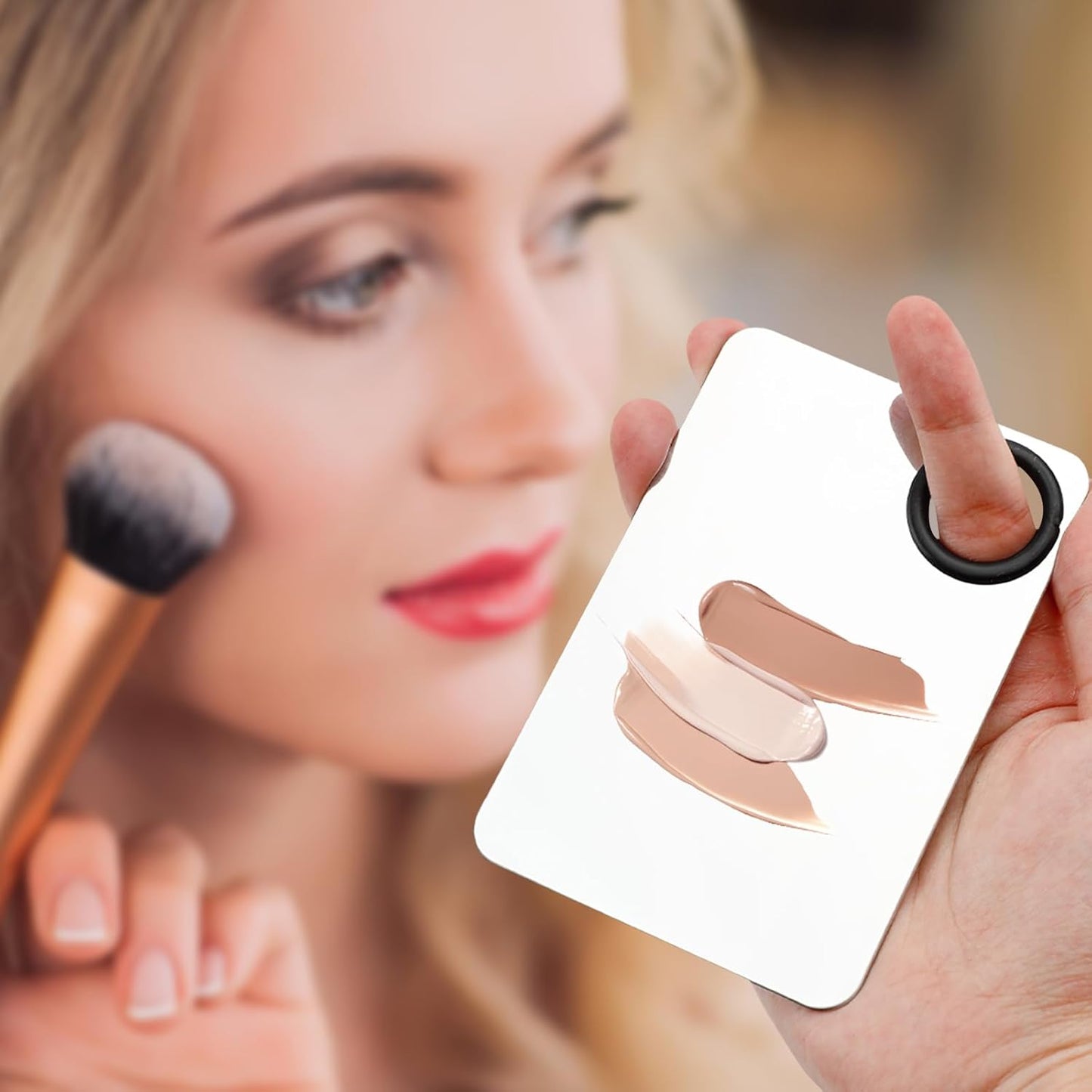 Makeup Spatula and Palette Set Facial Foundation Makeup Tools and Powder Puff Stainless Steel Mixing Spatula for Professional Makeup Nail Art