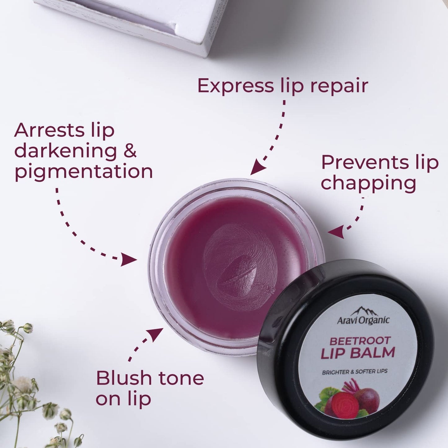 Beetroot Lip Balm For Women & Men | For Dark Lips, Lip Lightening, Dry & Chapped Lips | Makes Soft & Glossy Lips