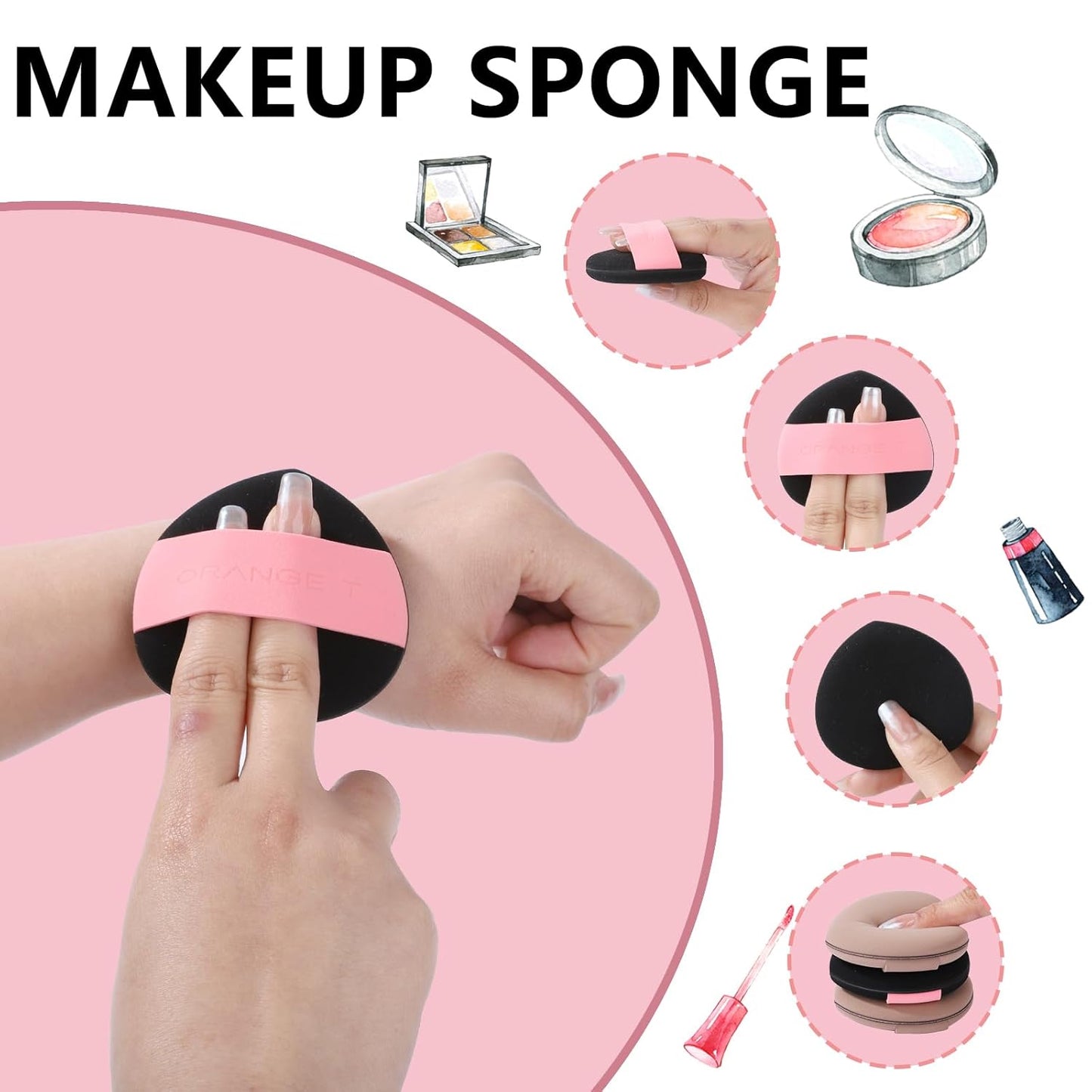 Lilystar 2Pcs Powder Puff Face Soft Makeup Sponge, Soft Triangle Powder Puffs Makeup Sponge Applicator Air Cushion Powder Puff for Liquid Foundation, Cream, Powder, Concealer (Black,Brown)