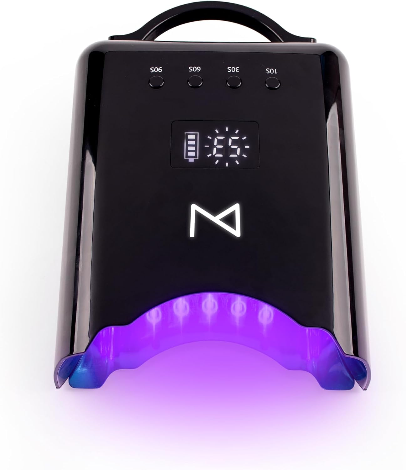 M - NEO Cordless & Rechargeable Nail Curing Lamp 78W with 4 LCD Time Display Timer, Auto Sensor, and Spacious Interior for All Hand Sizes and Nail Lengths (Black)