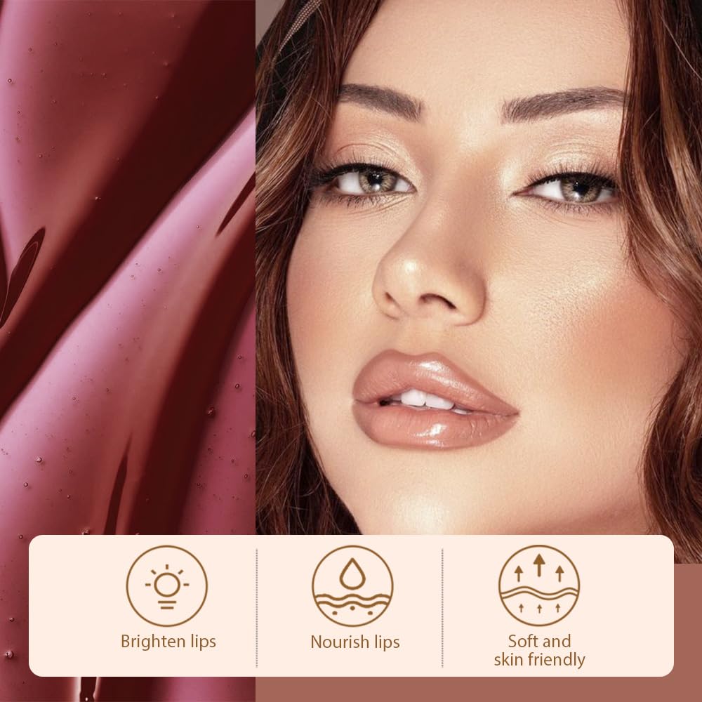 2Pcs Peel Off Matte Liquid Lip Gloss Stain-Lip Liner with Tweezer, Peel Off Lip Stain, Long Lasting & Waterproof Lipstick Tattoo, Transfer-Proof Lip Gloss for All Skin Types (02#+03#, 2Pcs)