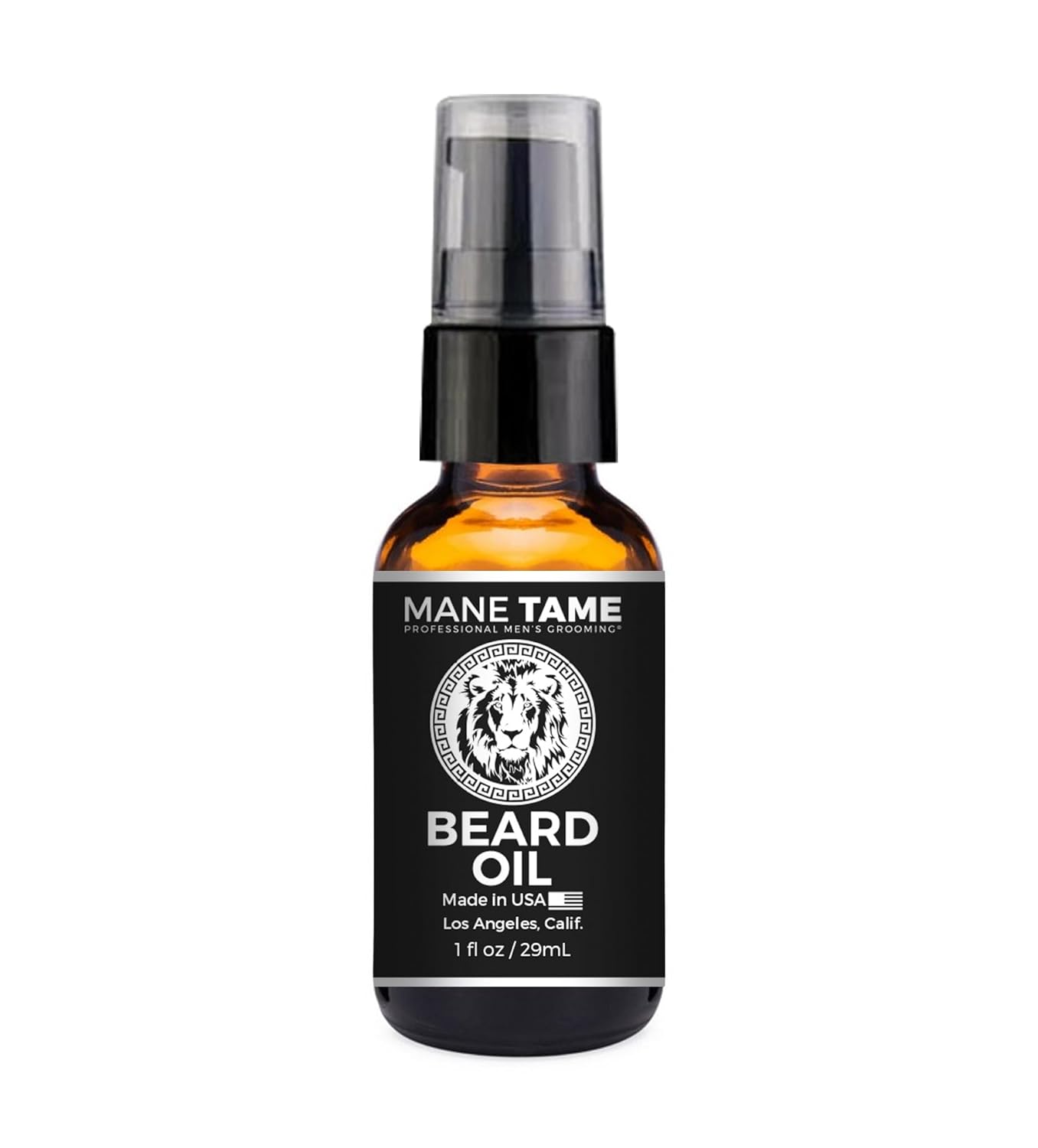 MANE TAME Beard Oil - Made with Certified Organic Hemp Oil - No Fuss Pump 1oz. Bottle - Softens Your Beard and Stops Itching - Great Beard Oil and Conditioner For Men
