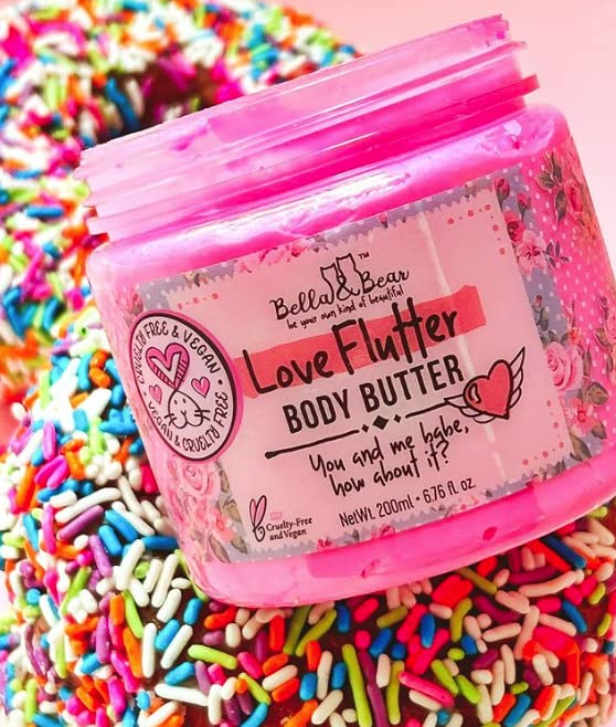 Bella and Bear Love Flutter Body Butter, Hydrating Formula, Soften & Prevent Scars, Stretch Mark Cream, 6.7oz x 12 Bulk