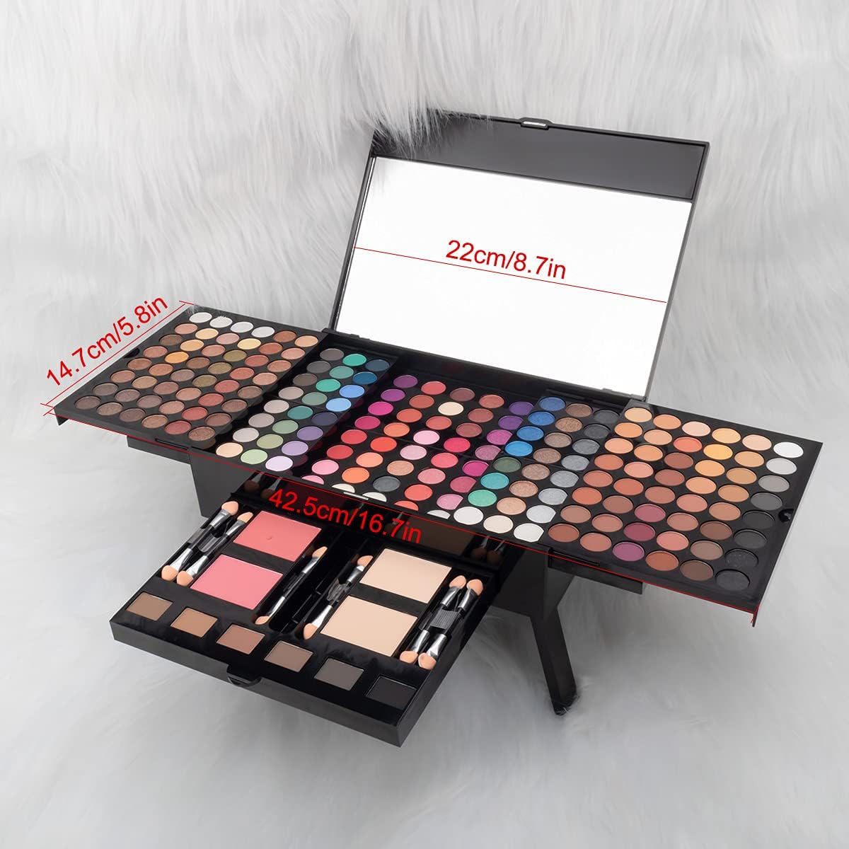 194 Colors Eyeshadow Makeup Palette, Makeup Palette Set with Eyeshadow Blusher Eyebrow Powder Mirror Applicators, All in One Makeup Eye Shadows Cosmetics Gift Kit