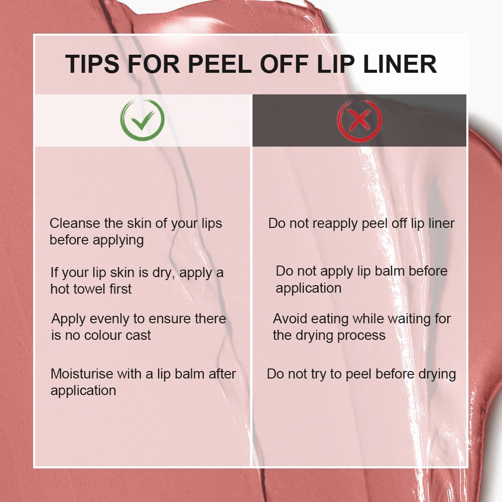 Peel Off Lip Liner Stains for Women, Long Lasting Waterproof Matte Finish Lip Tint Stains with Tweezer Kit, Transfer Proof, Easy to Use, Peel Off Liquid Lipstick for All Skin Types, #3 Red Brown