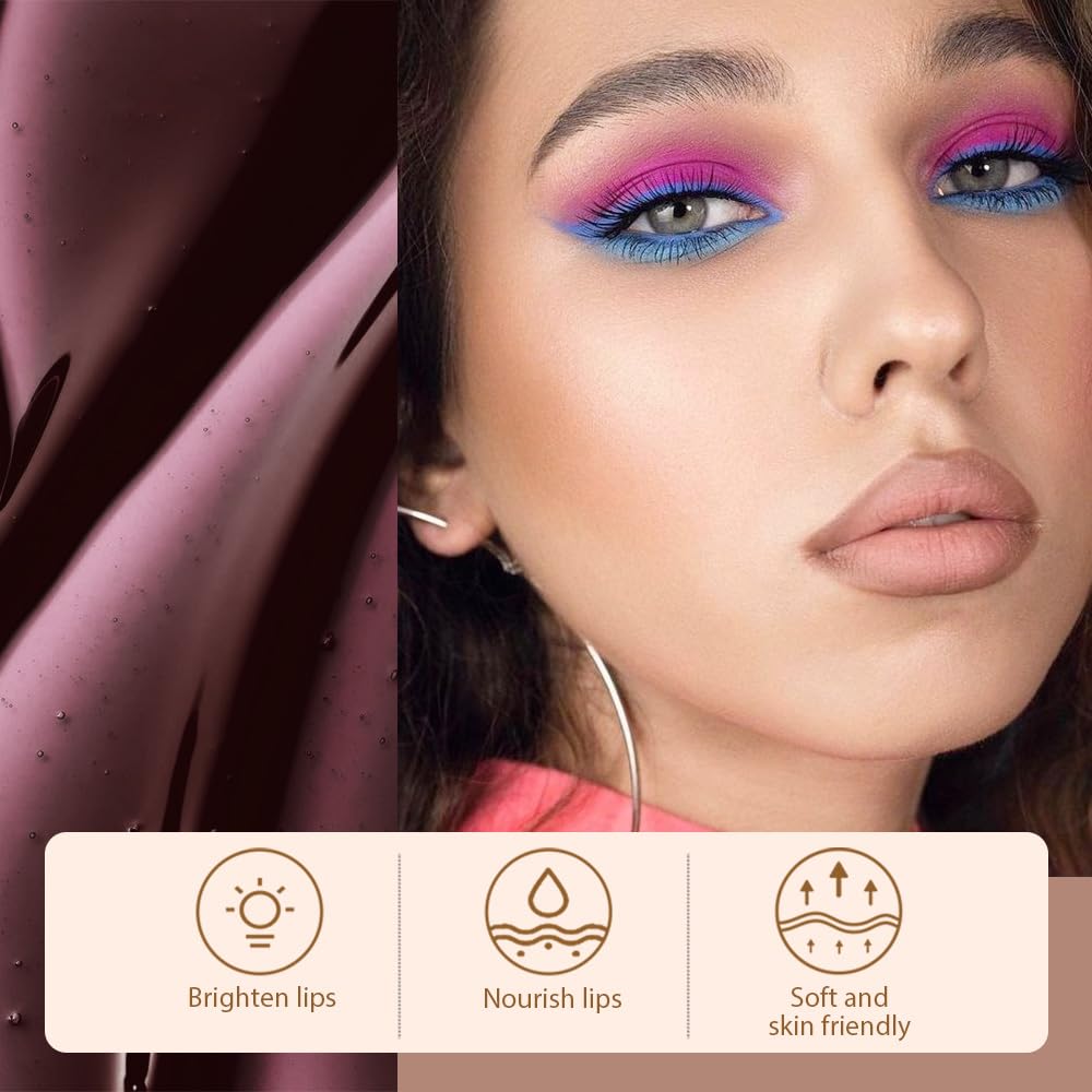 Matte Liquid Lip Stain Peel Off Lip liner Tattoo, Dark Brown Matte Peel Off Lip Stain, Long Lasting Waterproof Lipstick Lip Gloss Stain, Transfer-proof for All Skin Types, 0.12 fl oz 05#