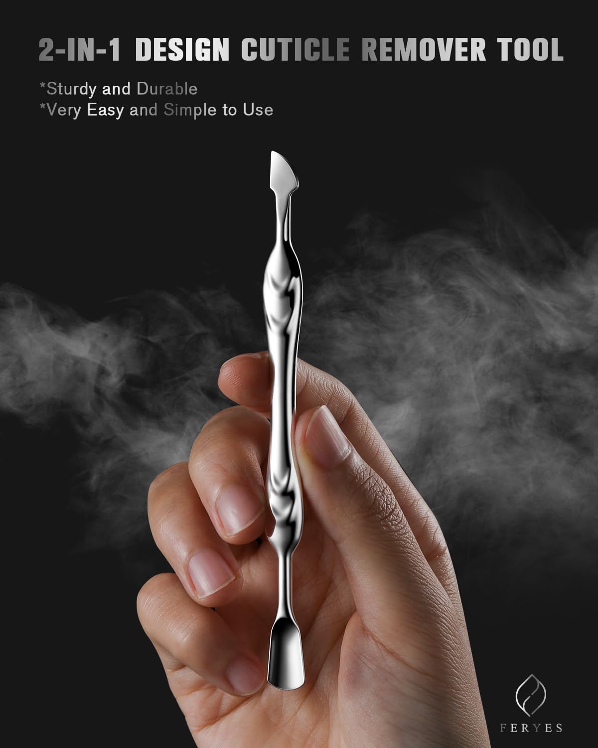 FERYES Elegant Dual-Purpose Cuticle Pusher & Gel Nail Polish Remover - Premium Stainless Steel Cuticle Stick, Cuticle Tool for Manicure and Pedicure Perfection