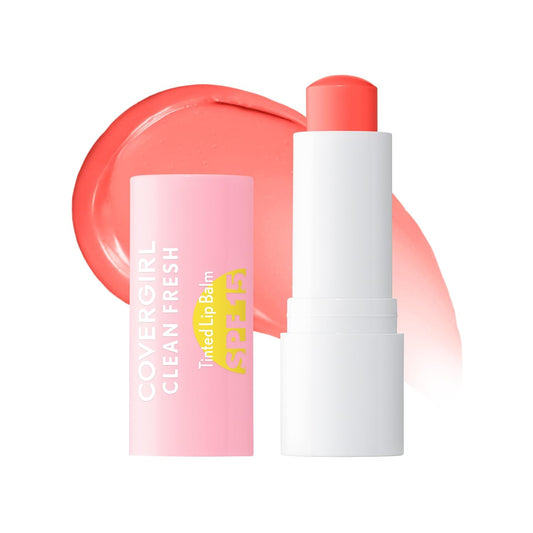 COVERGIRL Clean Fresh Tinted Lip Balm SPF 15-20 - Orange You A Cutie, with Mineral Sunscreen, Moisturizing, Vegan Formula, 0.14oz