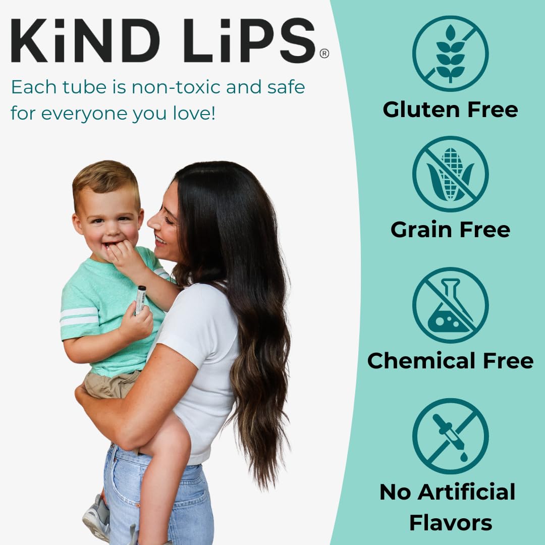 Kind Lips Georgia Peach Lip Balm 3-Pack - USDA Organic, Natural Chapstick Alternative for Dry Lips | Gluten-Free, Cruelty-Free