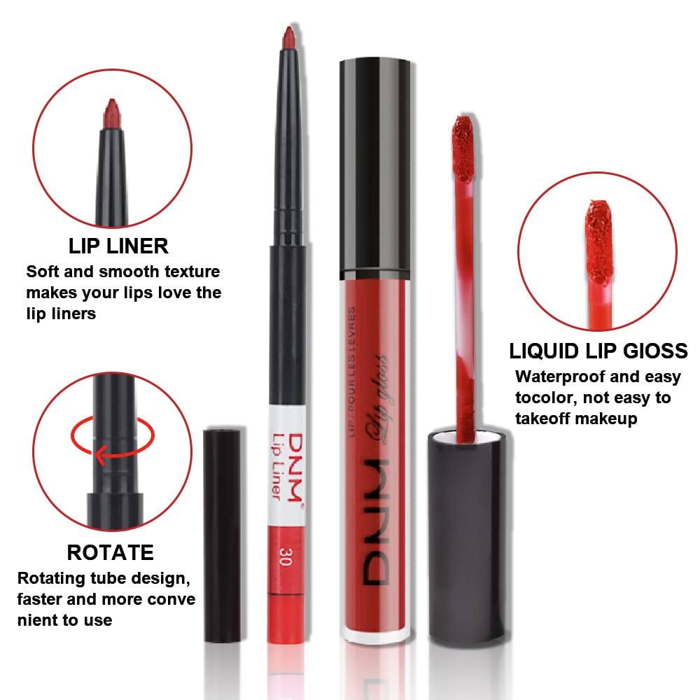 evpct 2Pcs Dark Oxblood Red Matte Lip Liner and Lipstick Combo Lip Gloss Stains Pencil Makeup Set Women Long Lasting 24 Hours Liquid Lipstick and Lip Liner Set labiales mate 24 horas originales