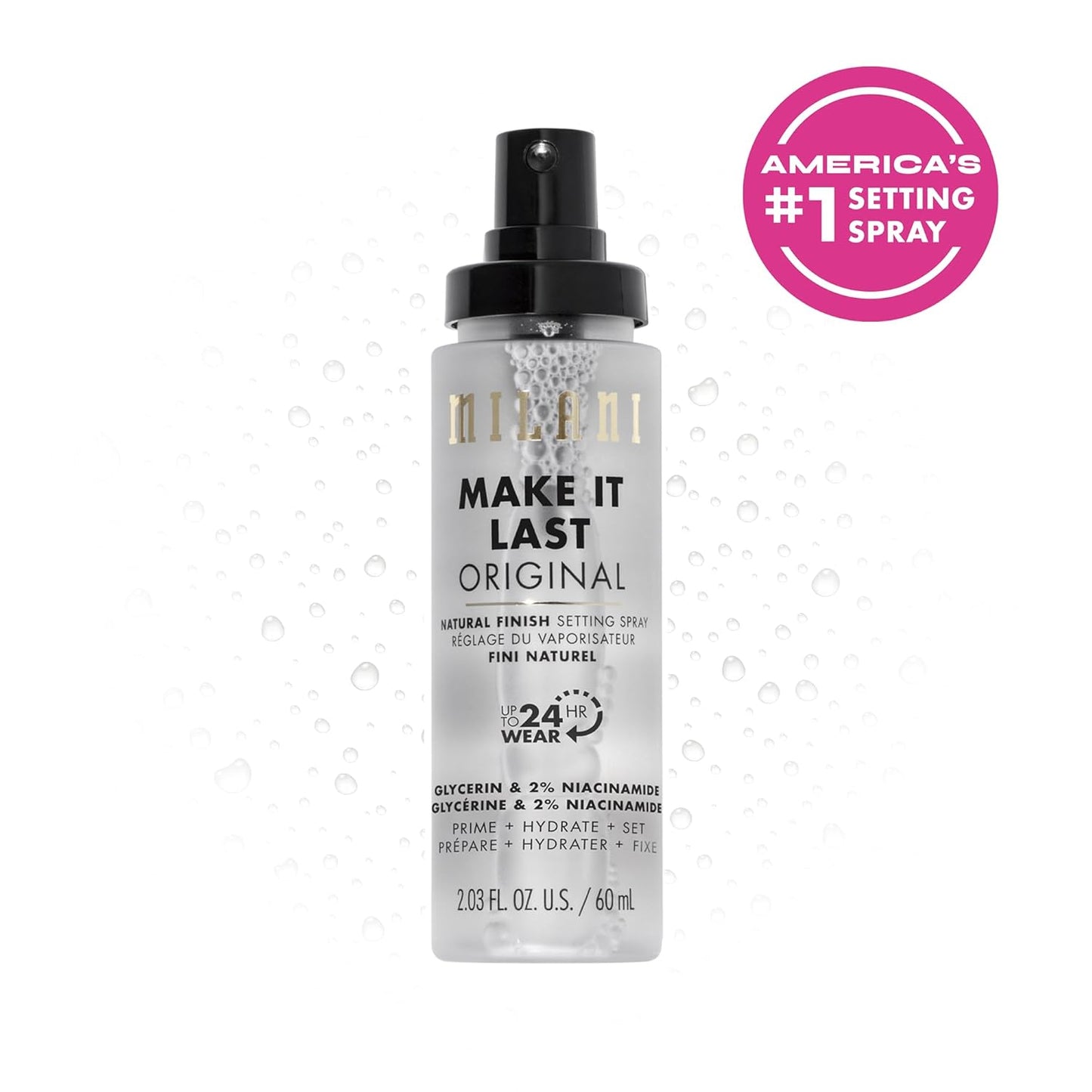Milani Setting Spray + Primer, Make It Last Original - Natural Finish with Niacinamide for Hydration, Setting Spray for Makeup and Face Primer, 3-in-1 Prime + Hydrate + Set, 2.03 Fl. Oz