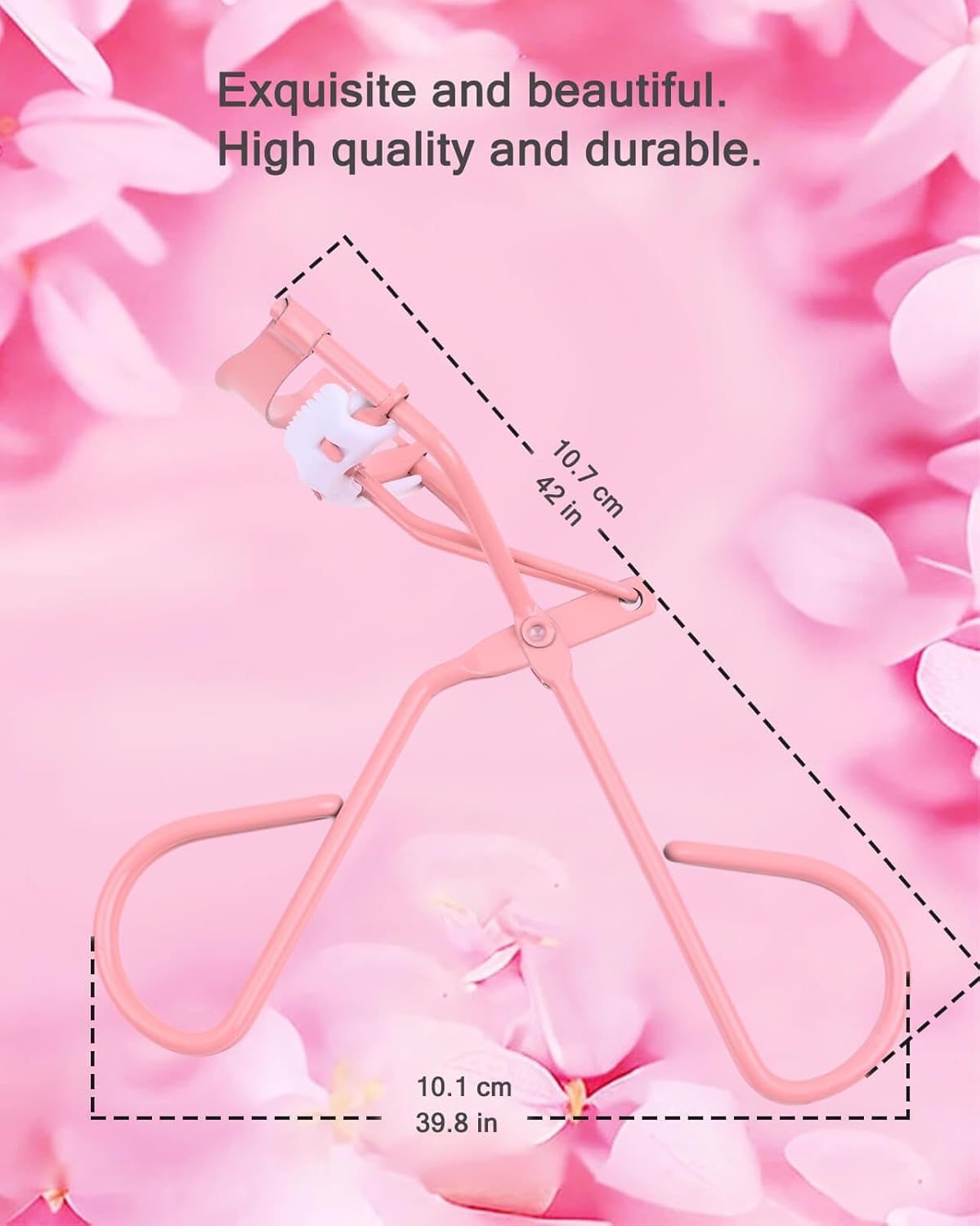Eyelash Curlers with Comb IMMER LIEBEN Fashion Cute Eye Lash Curler with 3 Combs, 3 Refill, 10 Seconds for Long-Lasting Curl Pink