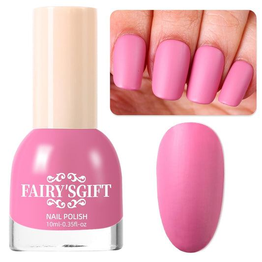 Matte Nail Polish Air Dry Nail Lacquer for Nail Art Varnish, Mist Effect Matte Finish Velvet Nail Polish, 0.35 fl oz (Deep Pink-22, 10 ML)