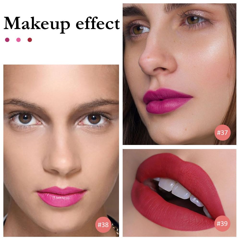 evpct 3Pcs Rose red plum Warm pink Deep cranberry Matte Liquid Lipstick Set for Women 24-hour Matte Lipstick Lip Stain Gloss Long Lasting 24 Smudge Waterproof labiales mate larga duracion 24