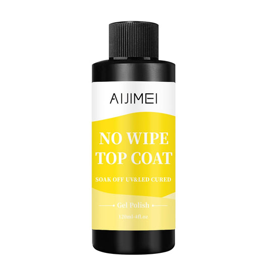 AIJIMEI 120ml Gel Polish No Wipe Top Coat Long Lasting Top Gel for Acrylic Nails,Top Coat for Home DIY and Nail Salon Non-Wipe TopCoat 4 Fl Oz