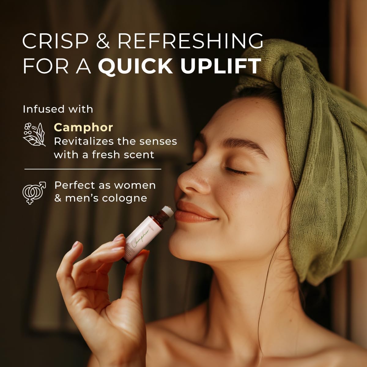 Gya Labs Camphor Essential Oil Roll on - Soothing Chest Rub Aromatherapy, 100% Pure Natural Camphor Oil Roller, Travel Size (0.34 Fl Oz)