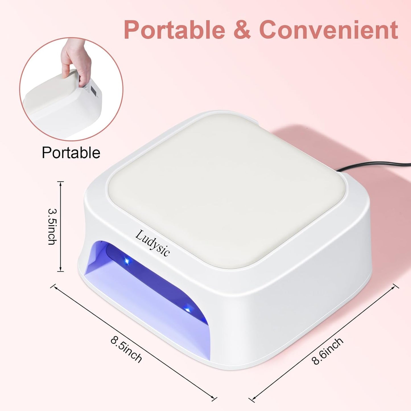 UV LED Nail Lamp with Hand Pillow,48W UV Light for Gel Nails Nail Dryer with Smart Sensor, LCD Display Fast Curing Gel Nail Polish Nail Art Tools Manicure(White)