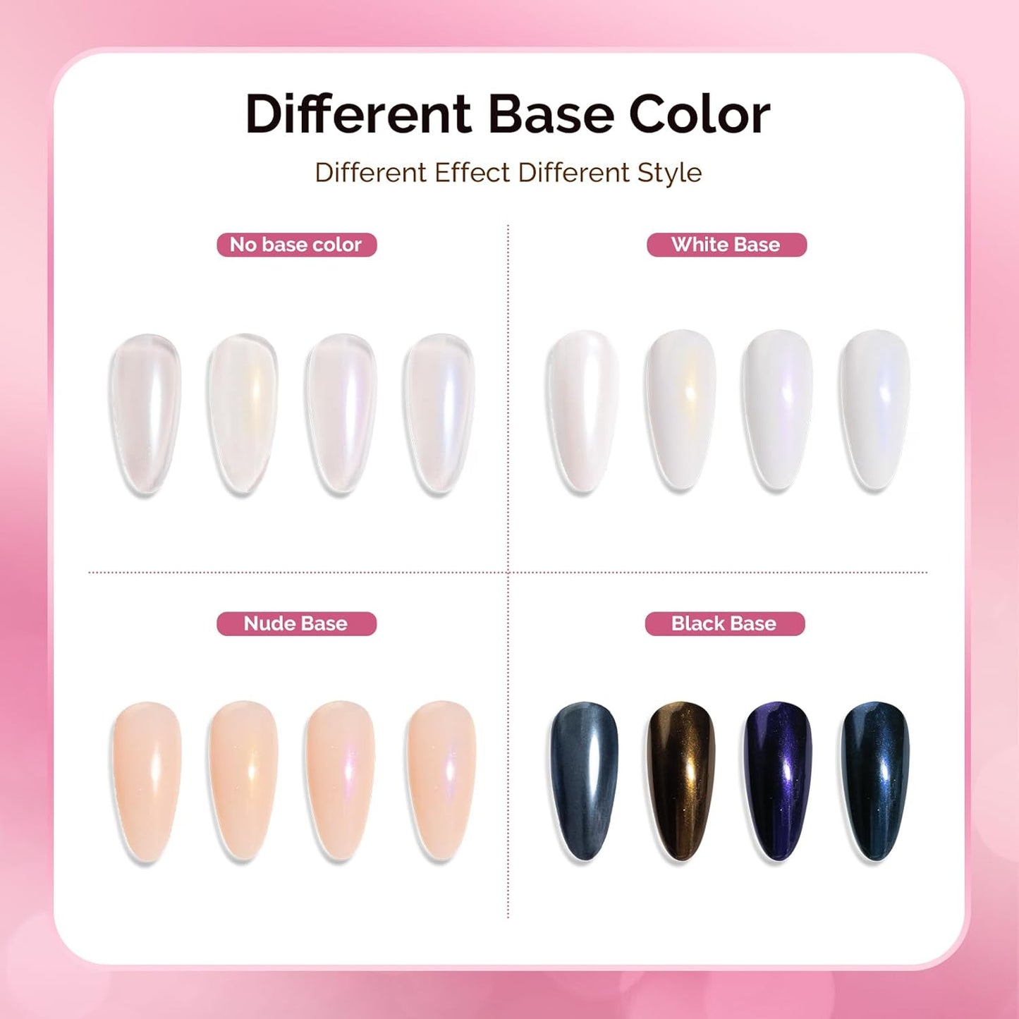 MelodySusie 4Pcs Chrome Nail Powder for Gel Nails, Aurora Fine Glitter Powder Mirror Effect Pigment Pearlescent Mermaid Pigment Pearl Glitter for Home DIY Salon Use